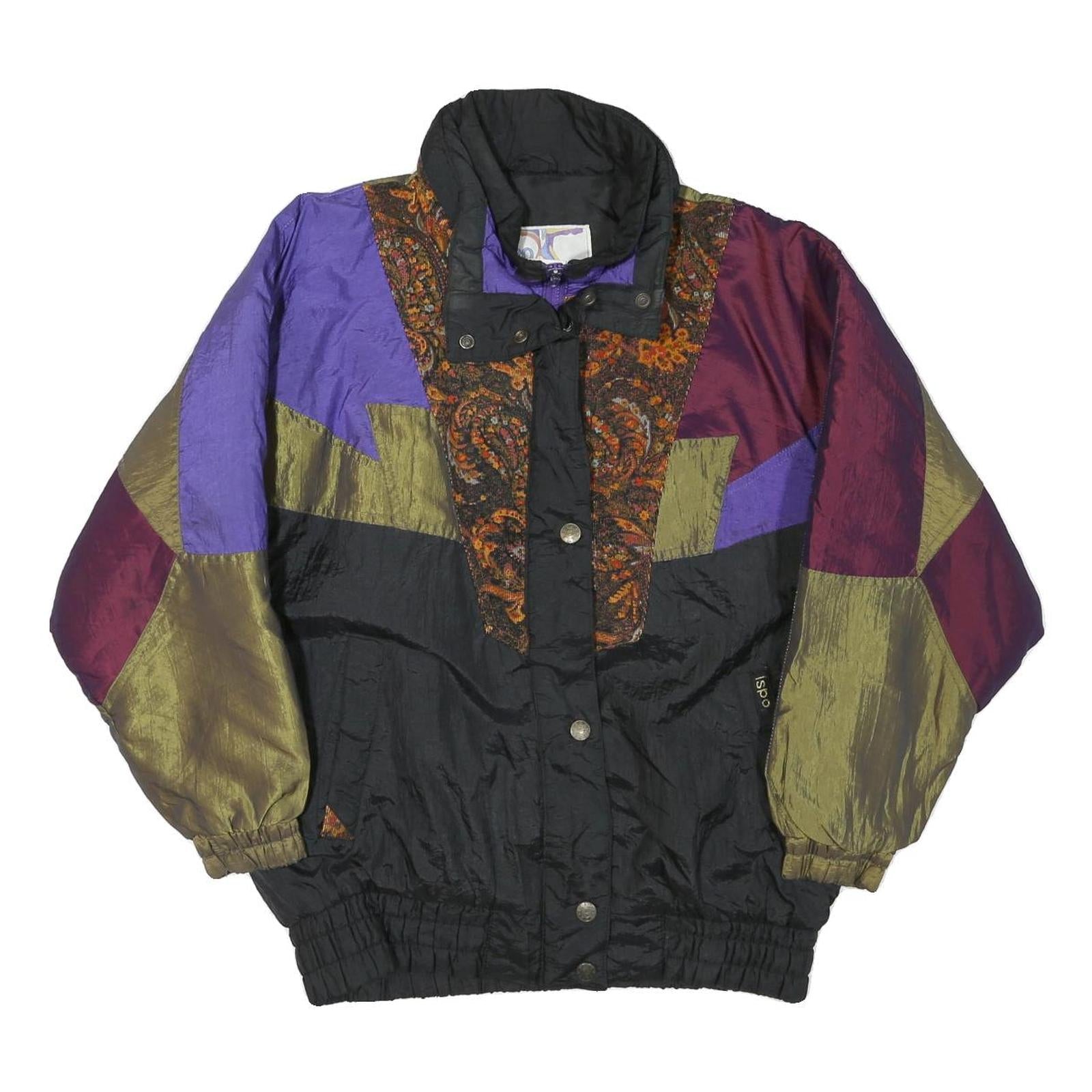 ISPO Womens Black & Purple Paisley Panel Zip Jacket L Polyester Blend Vintage Refurbished - N/A refurbished available on Cerqular