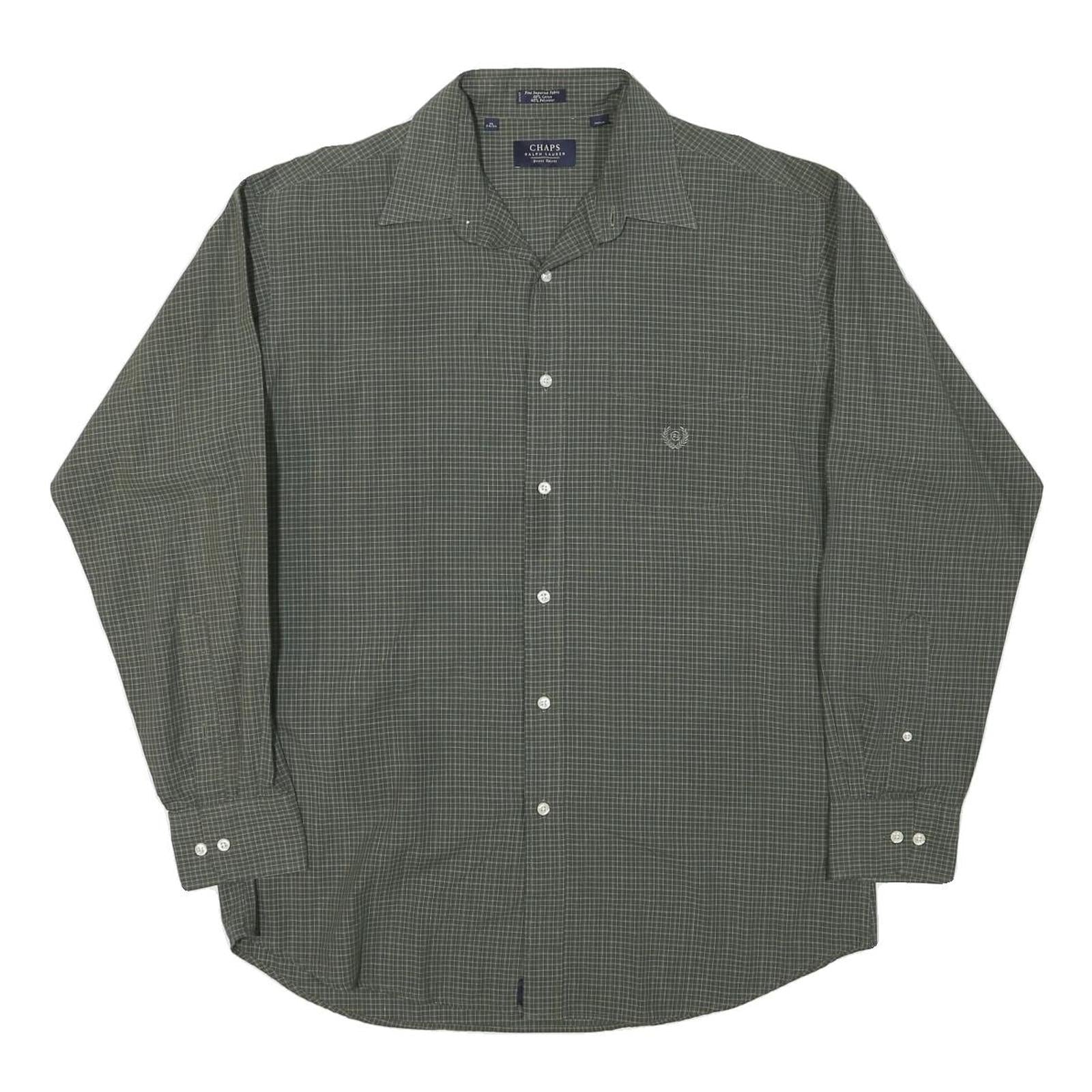 CHAPS RALPH LAUREN Mens Green & Grey Checked Shirt L Classic Fit Cotton Blend Refurbished - N/A refurbished available on Cerqular