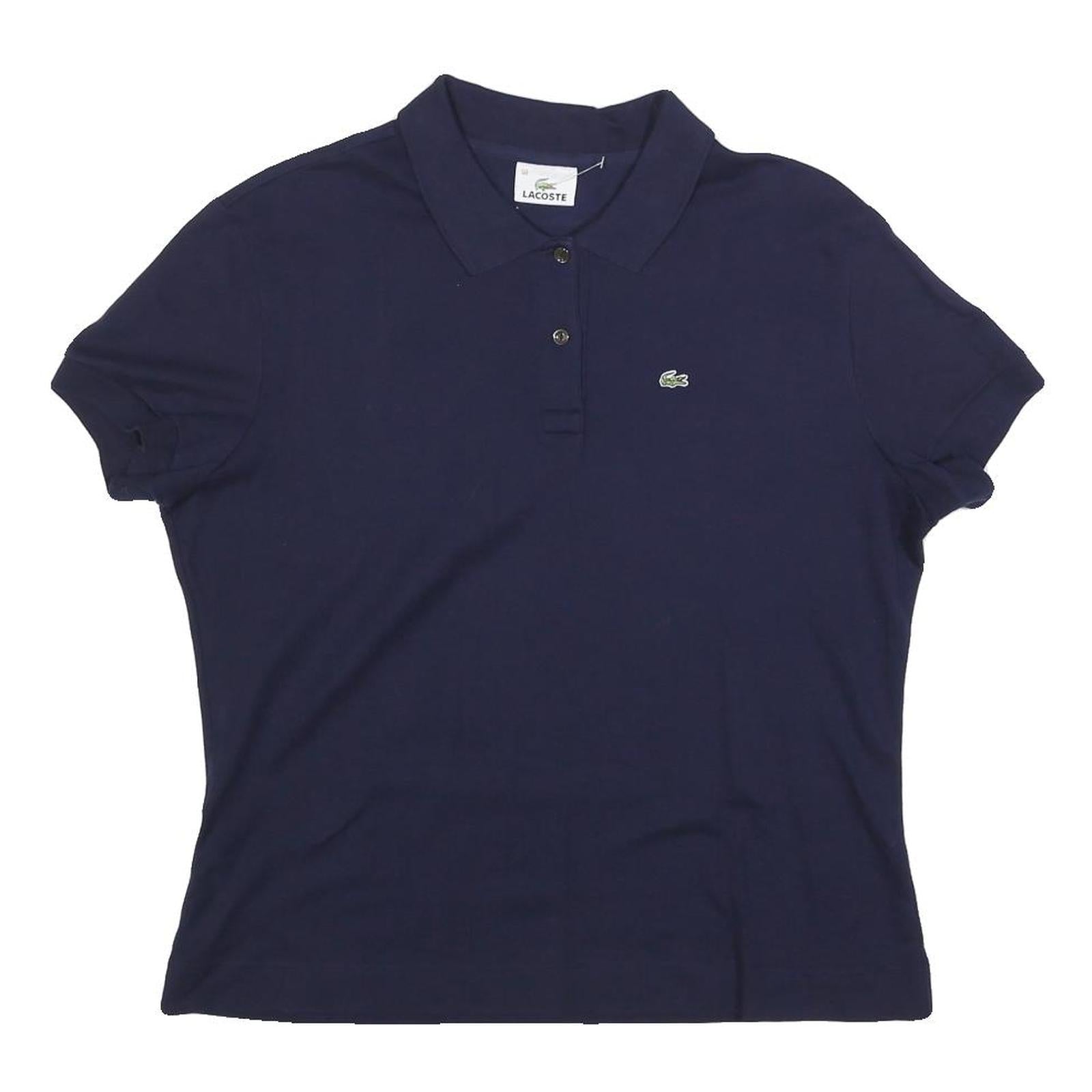 LACOSTE Womens Navy Blue Short Sleeve Plain Polo Shirt L Cotton Blend Classic Refurbished - N/A refurbished available on Cerqular