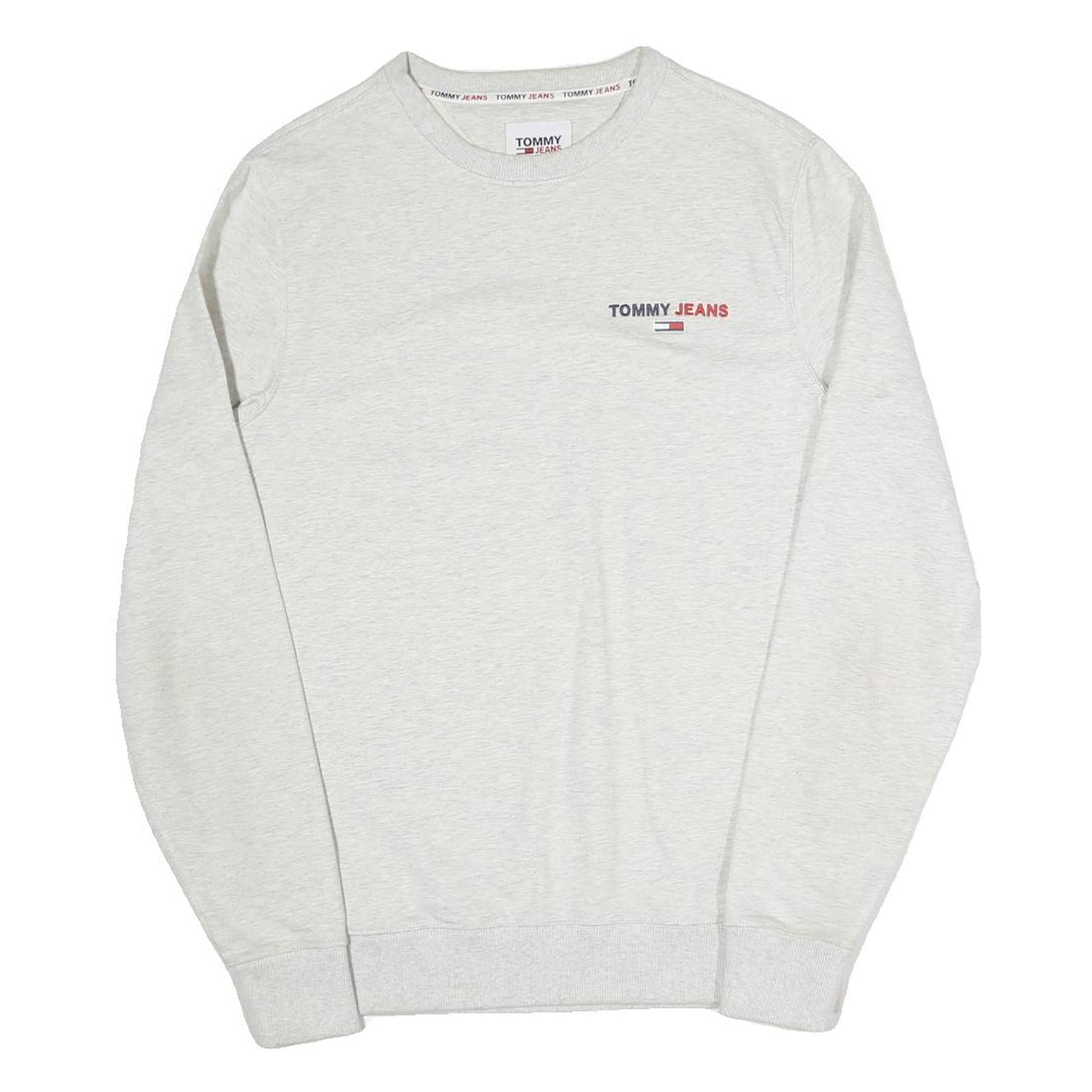 TOMMY JEANS Mens White Sweatshirt Crew Neck S Cotton Blend Iconic Logo Refurbished - N/A refurbished available on Cerqular