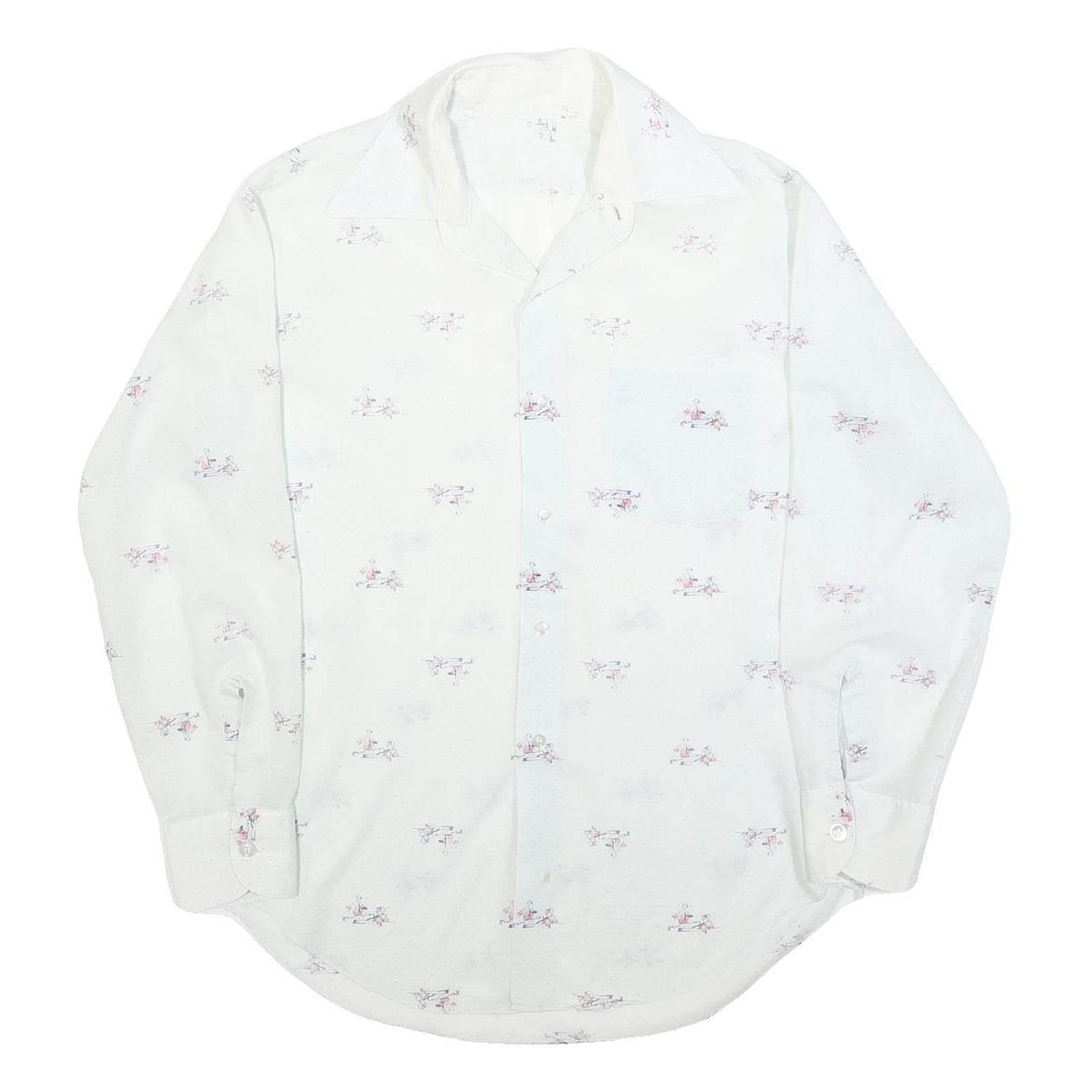 Buy Mens White Cotton Blend Shirt L Long Sleeve Button Casual Printed Design Refurbished - $16.89 Mens White Cotton Blend Shirt L Long Sleeve Button Casual Printed Design Refurbished - N/A refurbished available on Cerqular