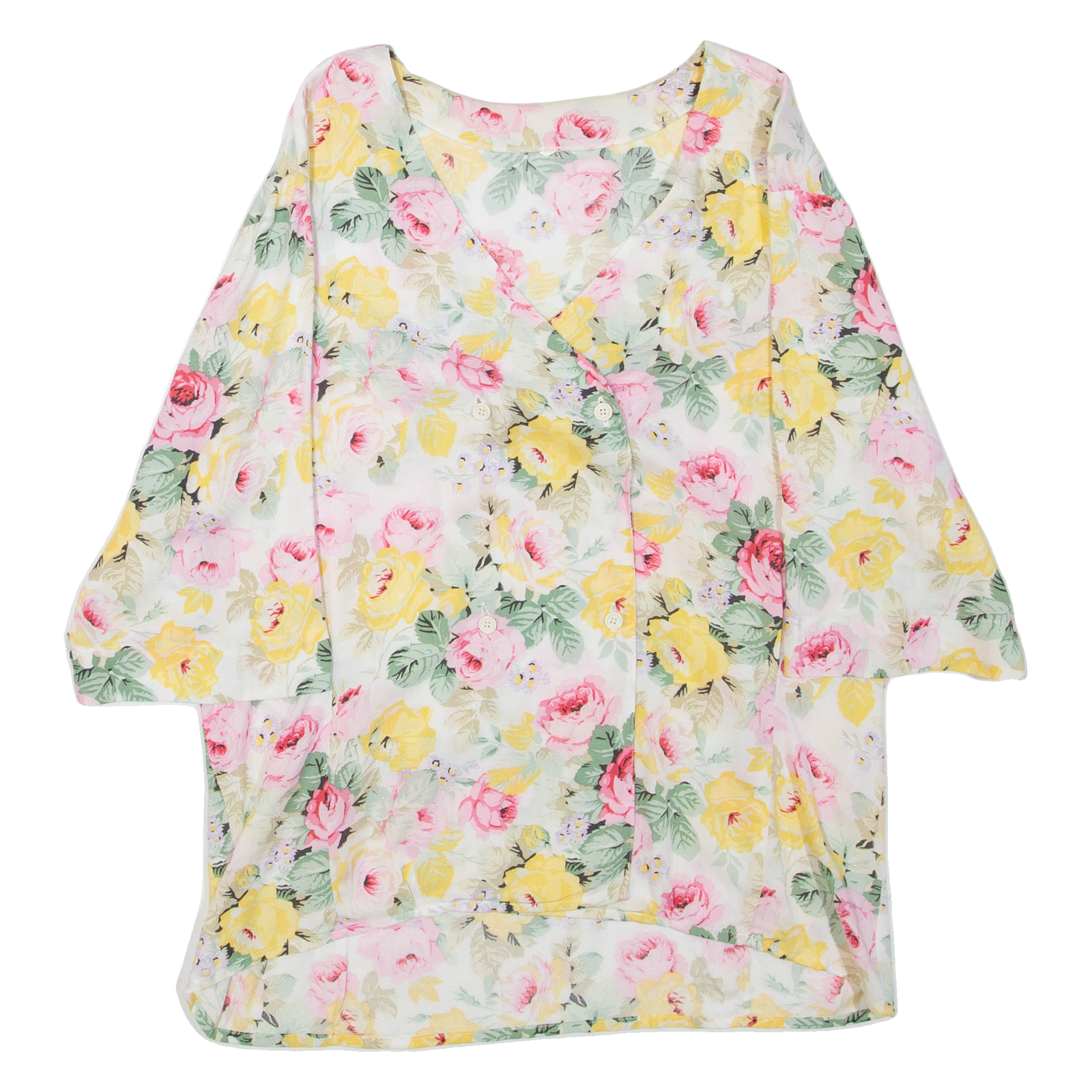 Womens Printed Top Beige V-Neck Floral XL Refurbished - N/A refurbished available on Cerqular