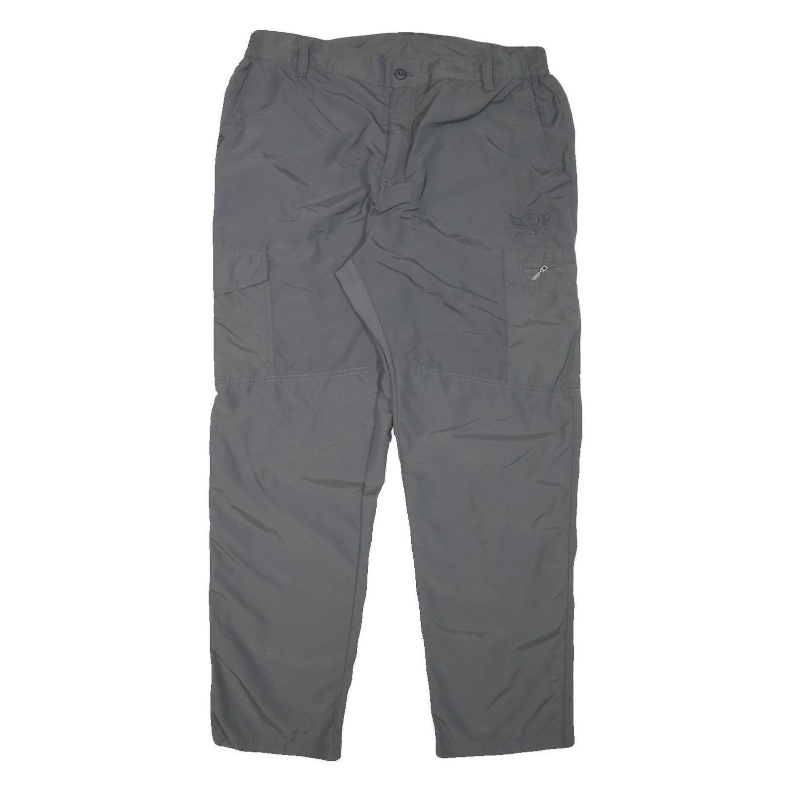 Mens Regular Grey Polyester Blend Zip Closure Trousers W34 L30 Casual Outdoor Refurbished - N/A refurbished available on Cerqular