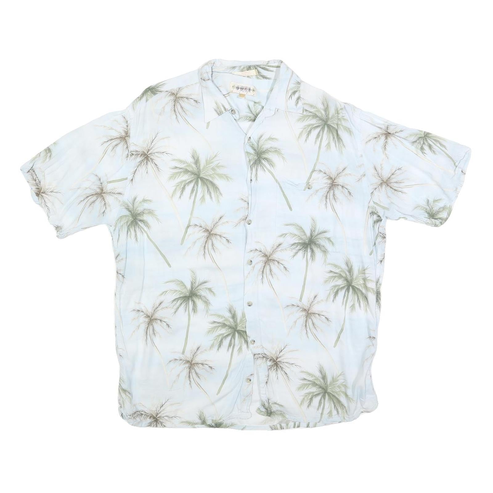 CAMPIA Mens Blue & Green Palm Tree Print Rayon Shirt L Summer Beach Casual Refurbished - N/A refurbished available on Cerqular