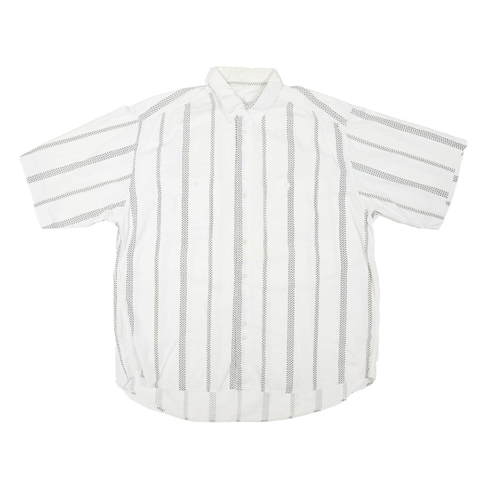 Mens White & Black Patterned Cotton Blend Shirt XL Casual Summer Short Sleeve Refurbished - N/A refurbished available on Cerqular