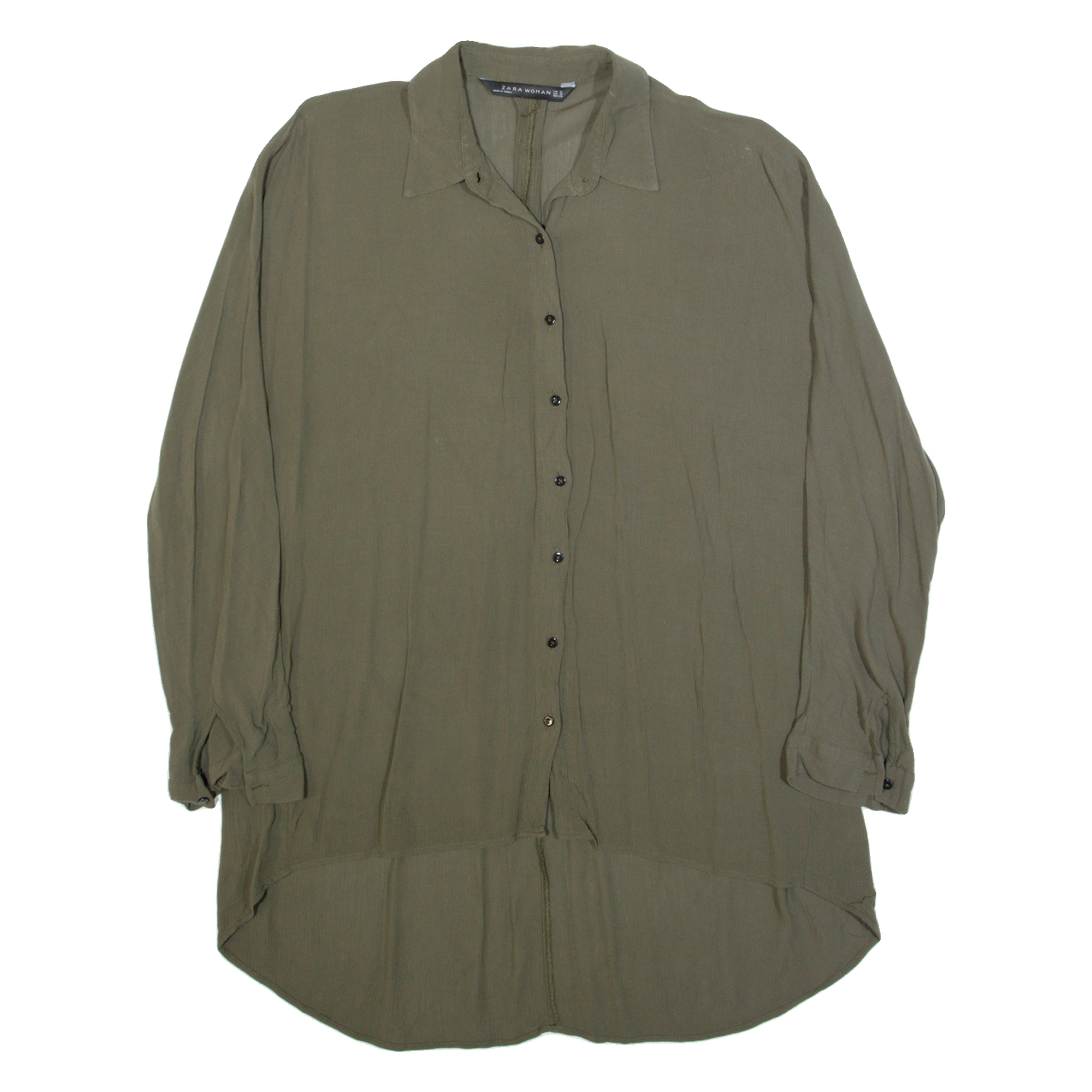 ZARA WOMAN Womens Shirt Green Collared Long Sleeve M Refurbished - N/A refurbished available on Cerqular