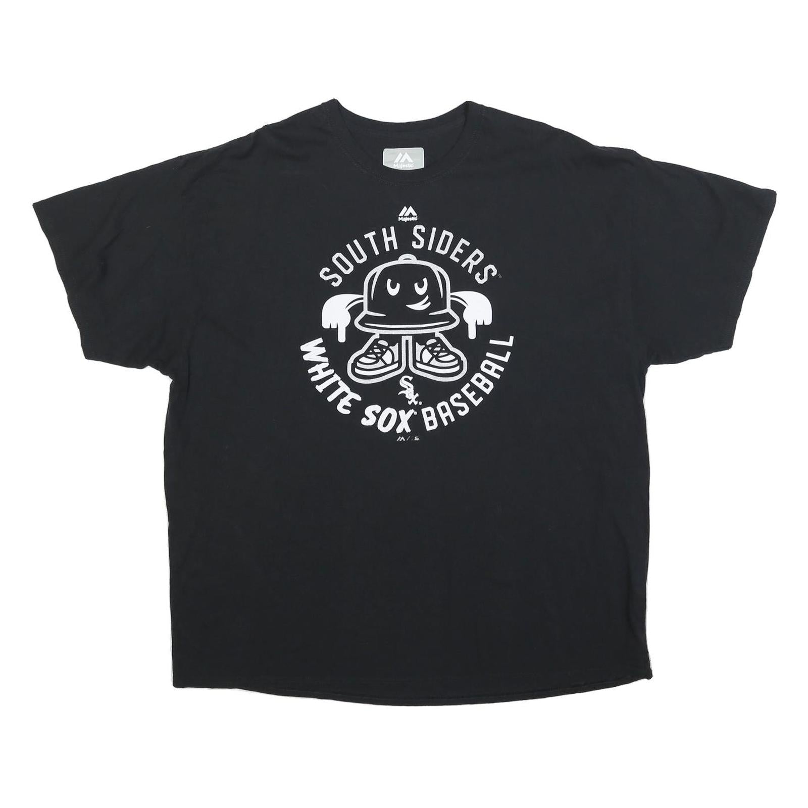 MAJESTIC Mens Black White Sox Baseball Graphic T-Shirt 2XL Short Sleeve Crew Refurbished - N/A refurbished available on Cerqular