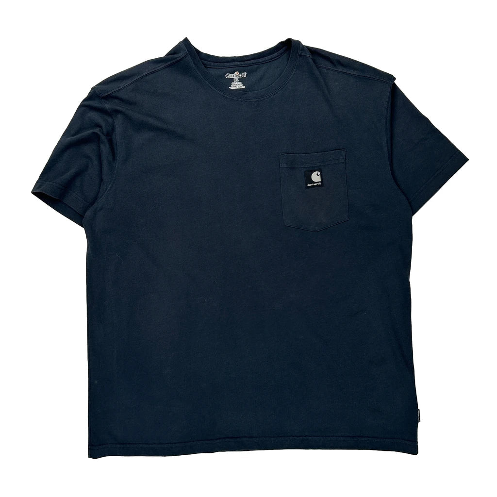 Carhartt T-Shirt - XL Navy Cotton Blend Refurbished - Thrifted (note: this is a term often used to describe second- refurbished available on Cerqular