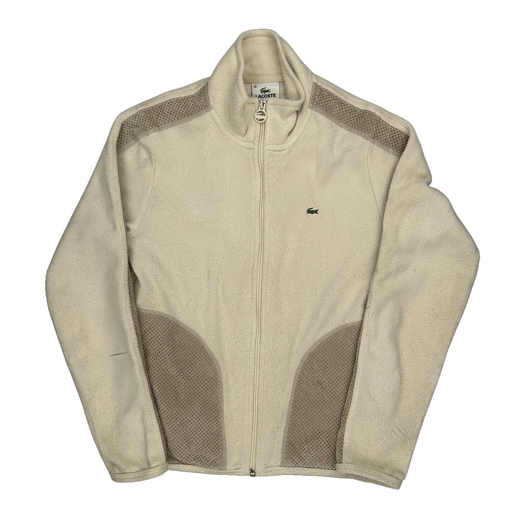 Lacoste Fleece Jacket - Small Beige Polyester Refurbished - Thrifted (note: this is a term often used to describe second- refurbished available on Cerqular