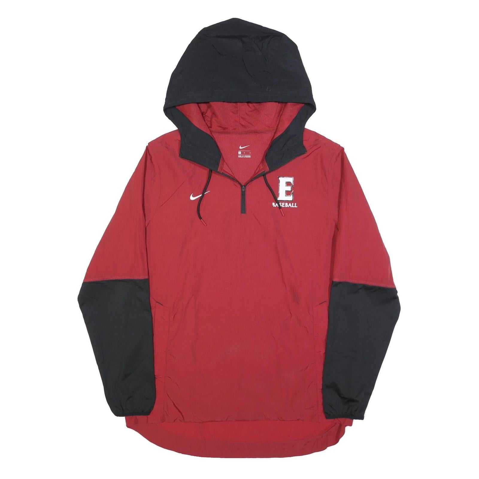 NIKE Mens Red & Black Baseball Windbreaker Jacket XL Polyester Blend Zip Hood Refurbished - N/A refurbished available on Cerqular
