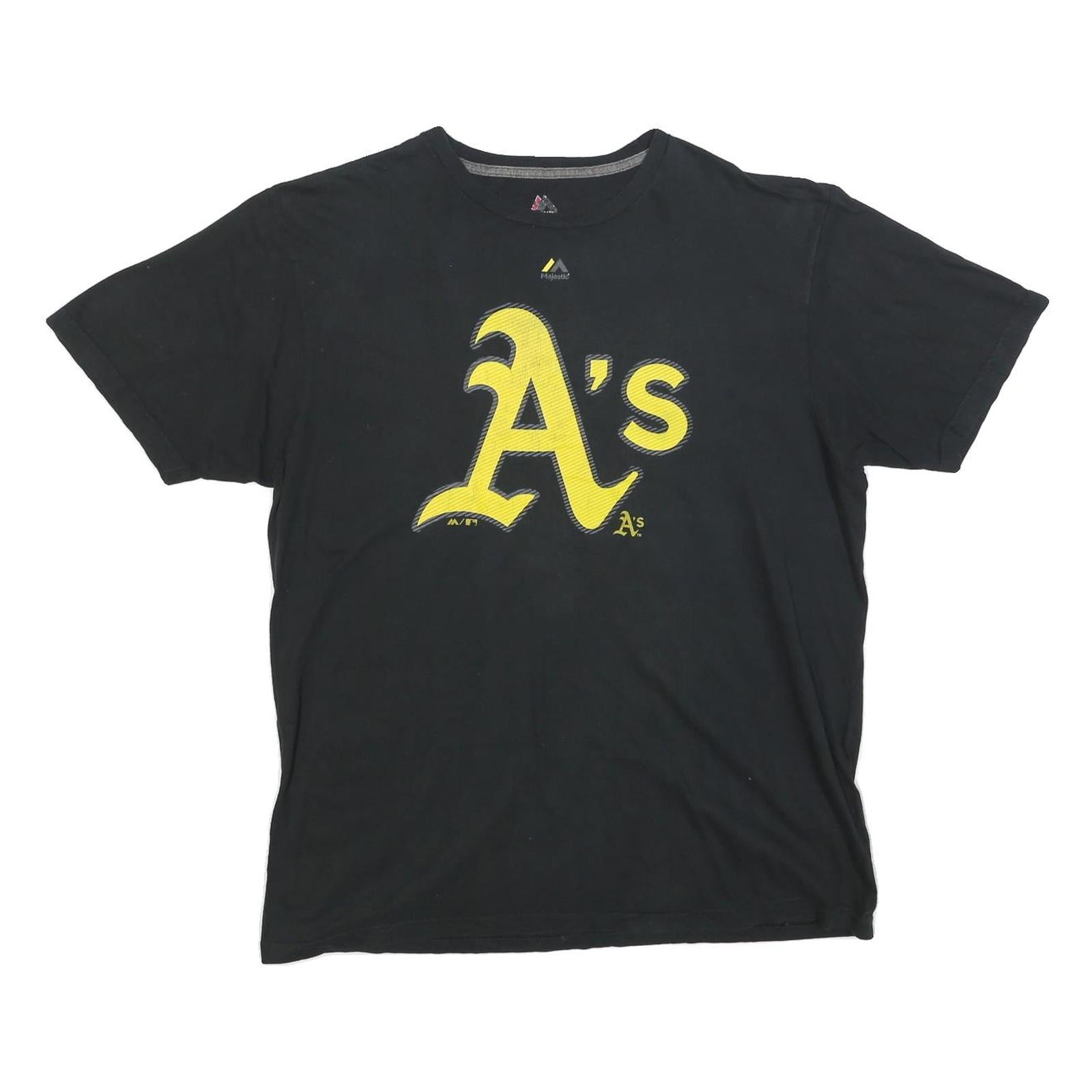 MAJESTIC Mens Black Oakland A's Graphic T-Shirt XL Short Sleeve Crew Neck Cotton Refurbished - N/A refurbished available on Cerqular