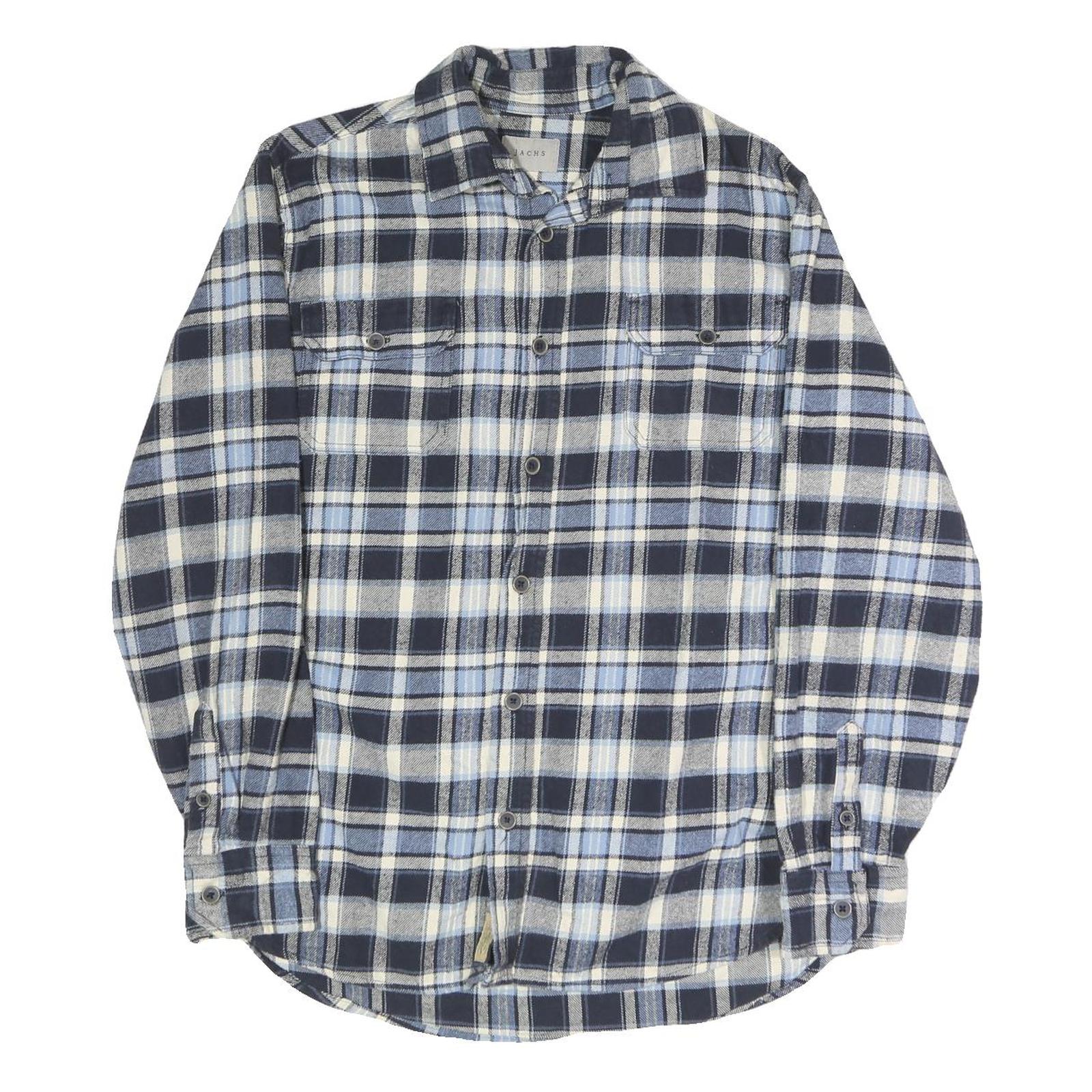 JACHS Mens Blue & Cream Check Shirt M Casual Cotton Blend Long Sleeve Button Refurbished - N/A refurbished available on Cerqular