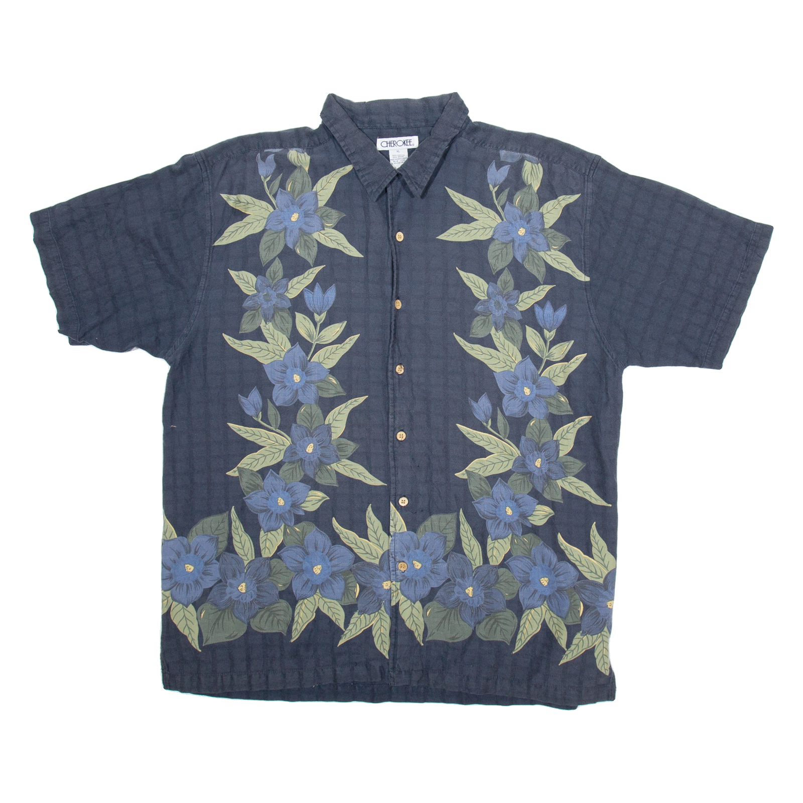 CHEROKEE Mens Hawaiian Shirt Blue Floral XL Refurbished - N/A refurbished available on Cerqular