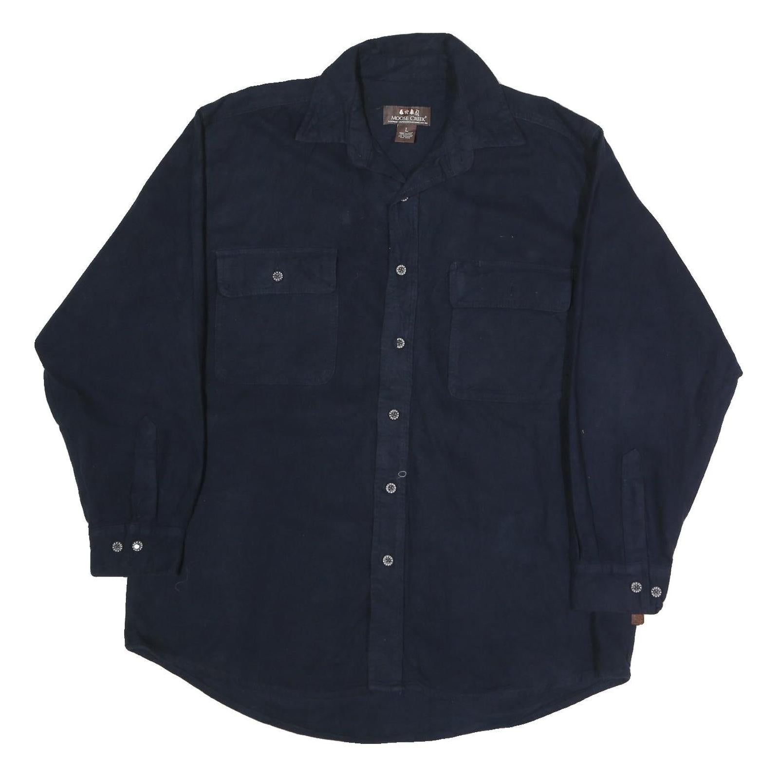 MOOSE CREEK Mens Navy Blue Shirt L Cotton Blend Button Front Casual Long Sleeve Refurbished - N/A refurbished available on Cerqular