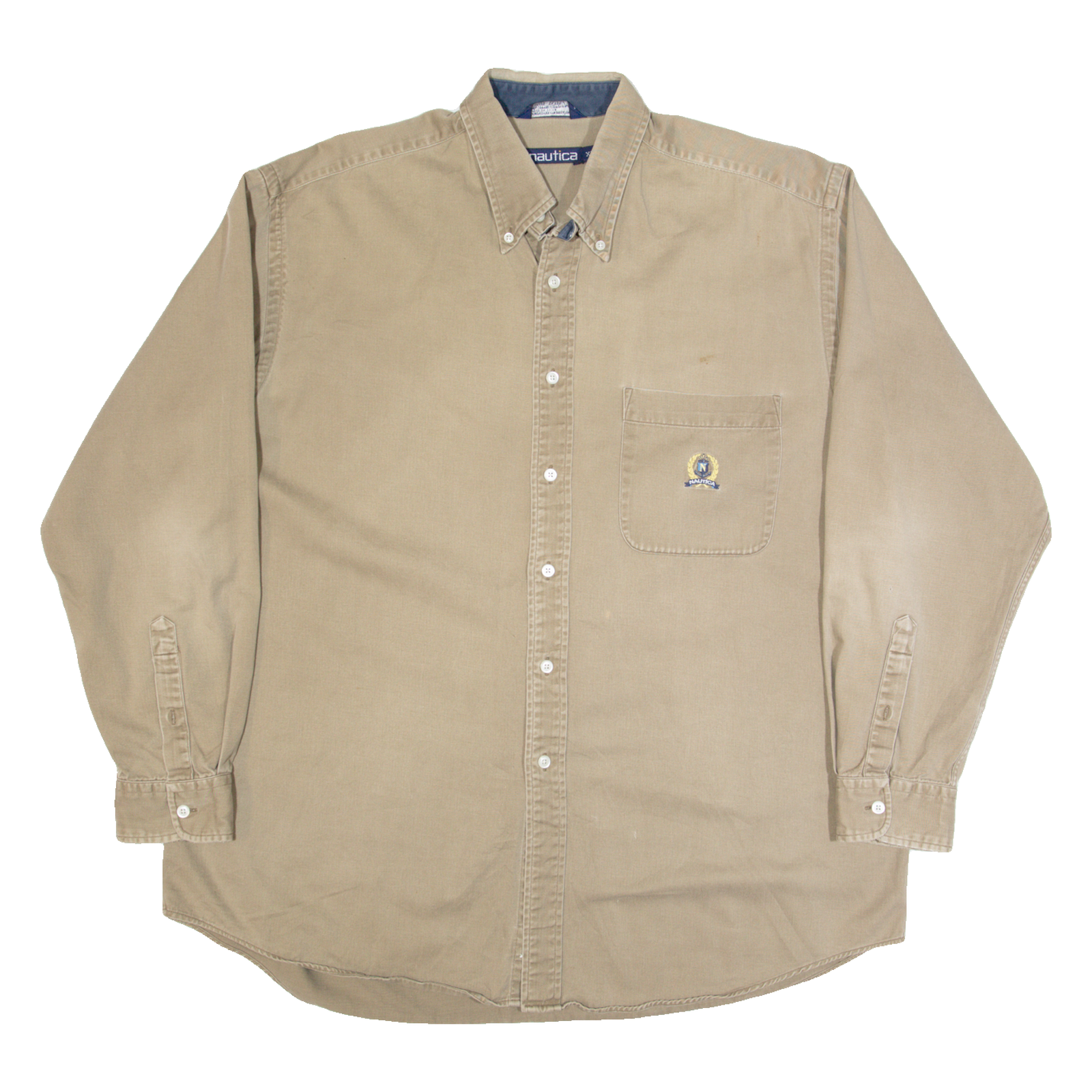 NAUTICA Mens Plain Shirt Brown Long Sleeve XL Refurbished - N/A refurbished available on Cerqular