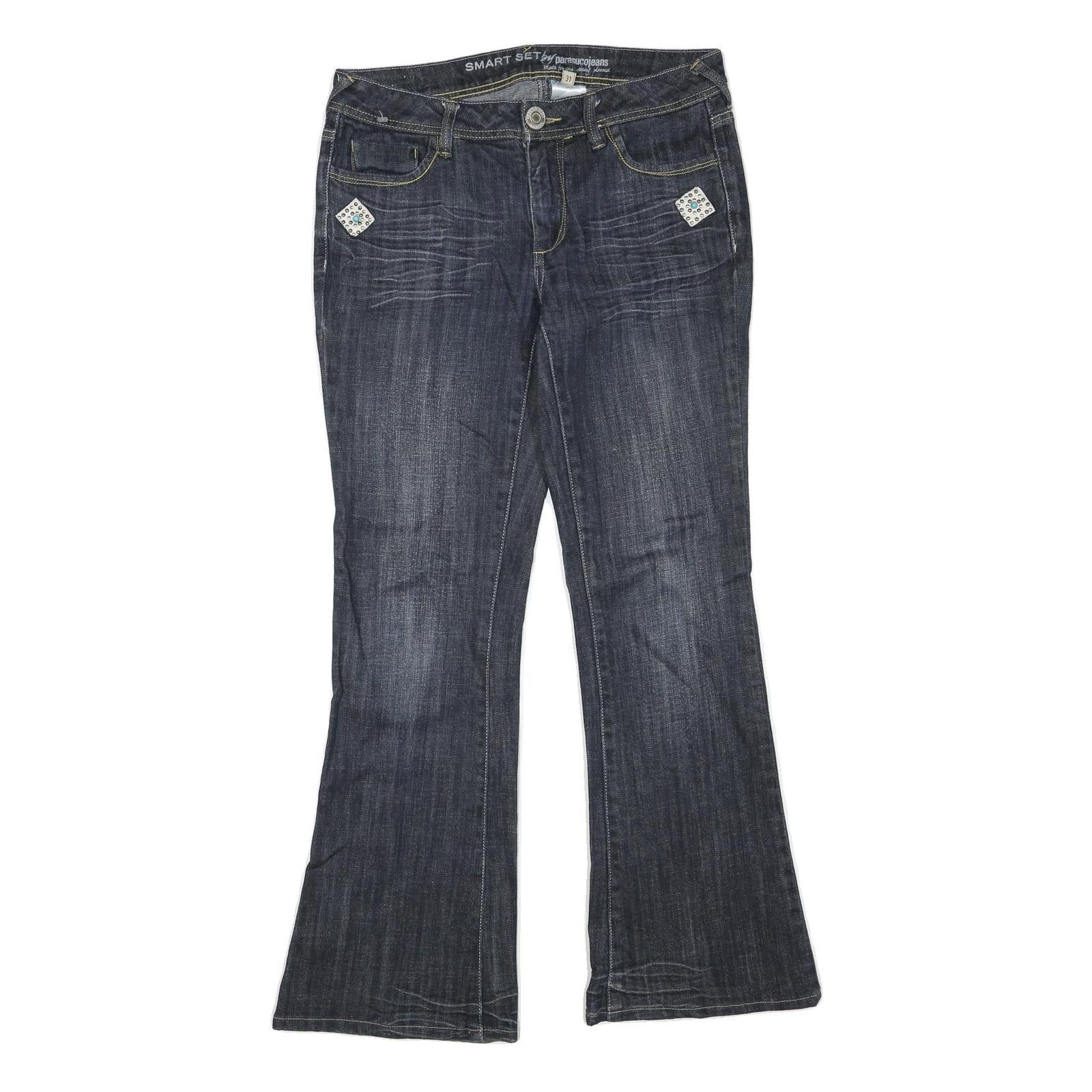 Buy Womens Dark Blue Regular Flared Denim Jeans Cotton Blend W31 L30 Embellished Refurbished - $23.39 Womens Dark Blue Regular Flared Denim Jeans Cotton Blend W31 L30 Embellished Refurbished - N/A refurbished available on Cerqular