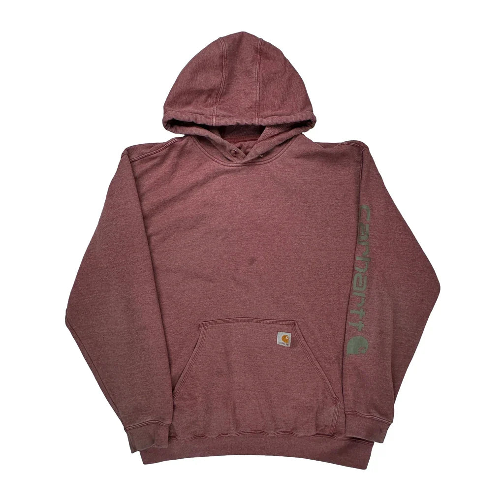 Carhartt Hoodie - XL Burgundy Cotton Blend Refurbished - Thrifted (note: this is a term often used to describe second- refurbished available on Cerqular