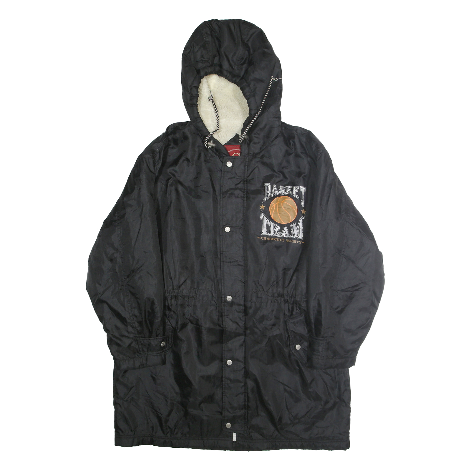CHASECULT Mens Black Basket Team Varsity Nylon Jacket M Zip Hooded Basketball Refurbished - N/A refurbished available on Cerqular