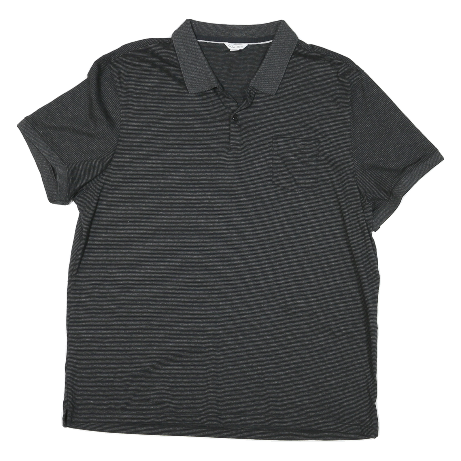 CALVIN KLEIN Mens Black Pinstripe Short Sleeve Polo Shirt M Cotton Casual Refurbished - N/A refurbished available on Cerqular