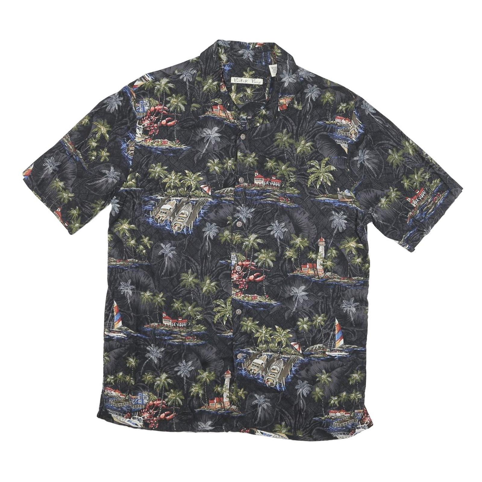 BATICK BAY Mens Black Hawaiian Shirt M Rayon Tropical Print Casual Refurbished - N/A refurbished available on Cerqular