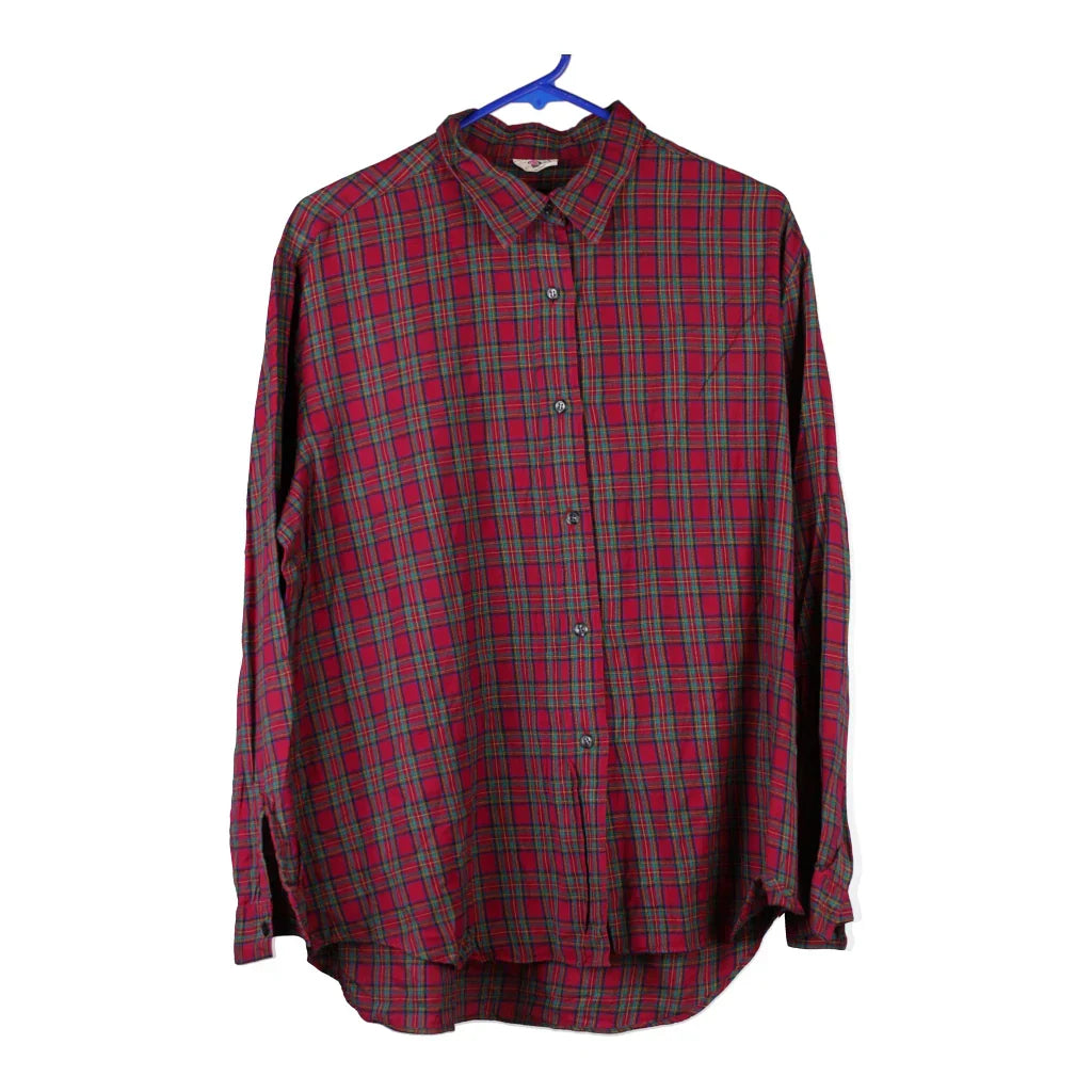Unbranded Checked Flannel Shirt - Medium Red Cotton Refurbished - Thrifted (note: this is a term often used to describe second- refurbished available on Cerqular