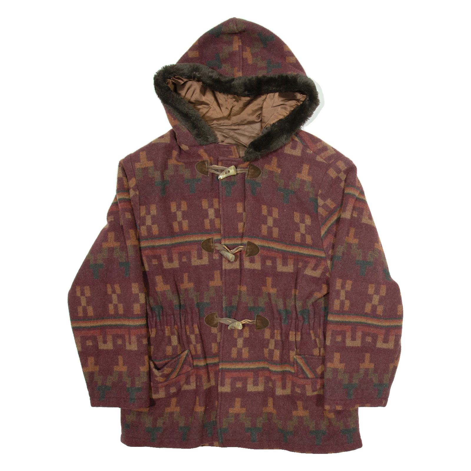 Womens Overcoat Jacket Purple Hooded Geometric L Refurbished - N/A refurbished available on Cerqular