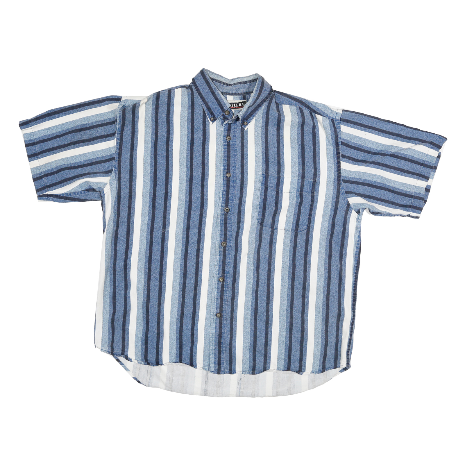 RUSTLER Mens Blue & White Stripe Button-Down Shirt XL Casual Cotton Blend Refurbished - N/A refurbished available on Cerqular