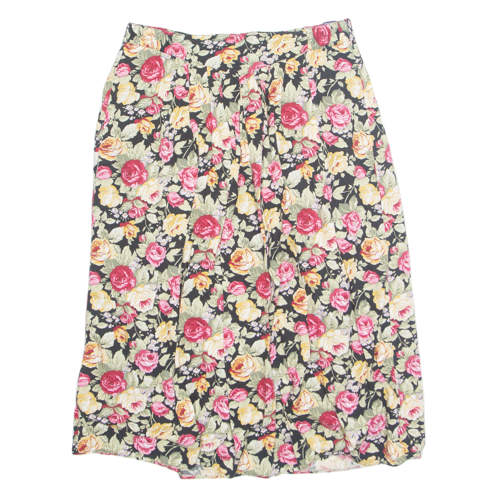 YESSICA Womens A-Line Skirt Black Midi Viscose 90s Floral L Refurbished - N/A refurbished available on Cerqular