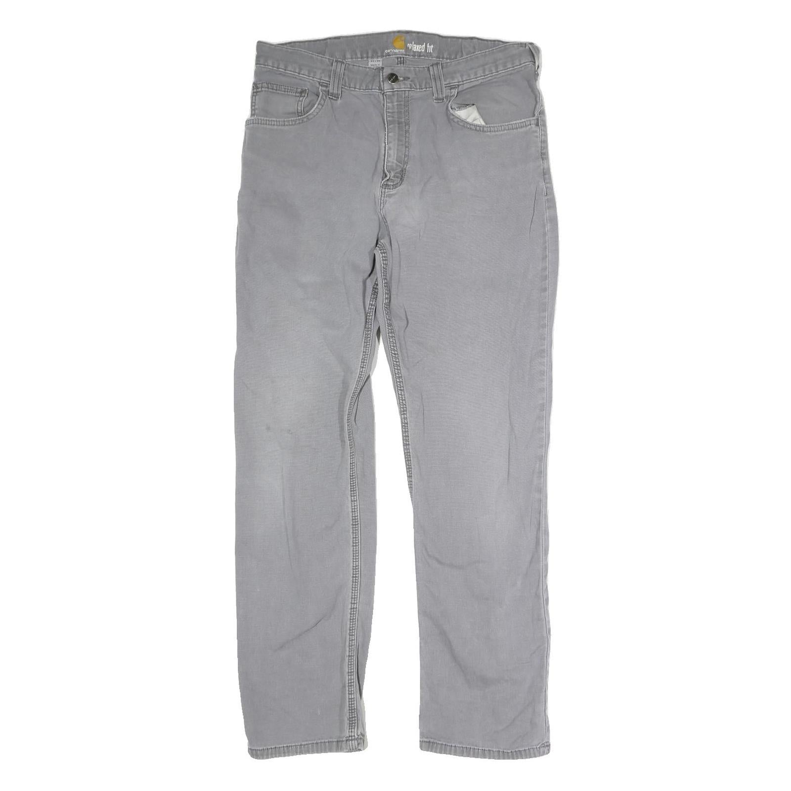CARHARTT Mens Cotton Grey Regular Fit Straight Leg Trousers W32 L29 Casual Refurbished - N/A refurbished available on Cerqular