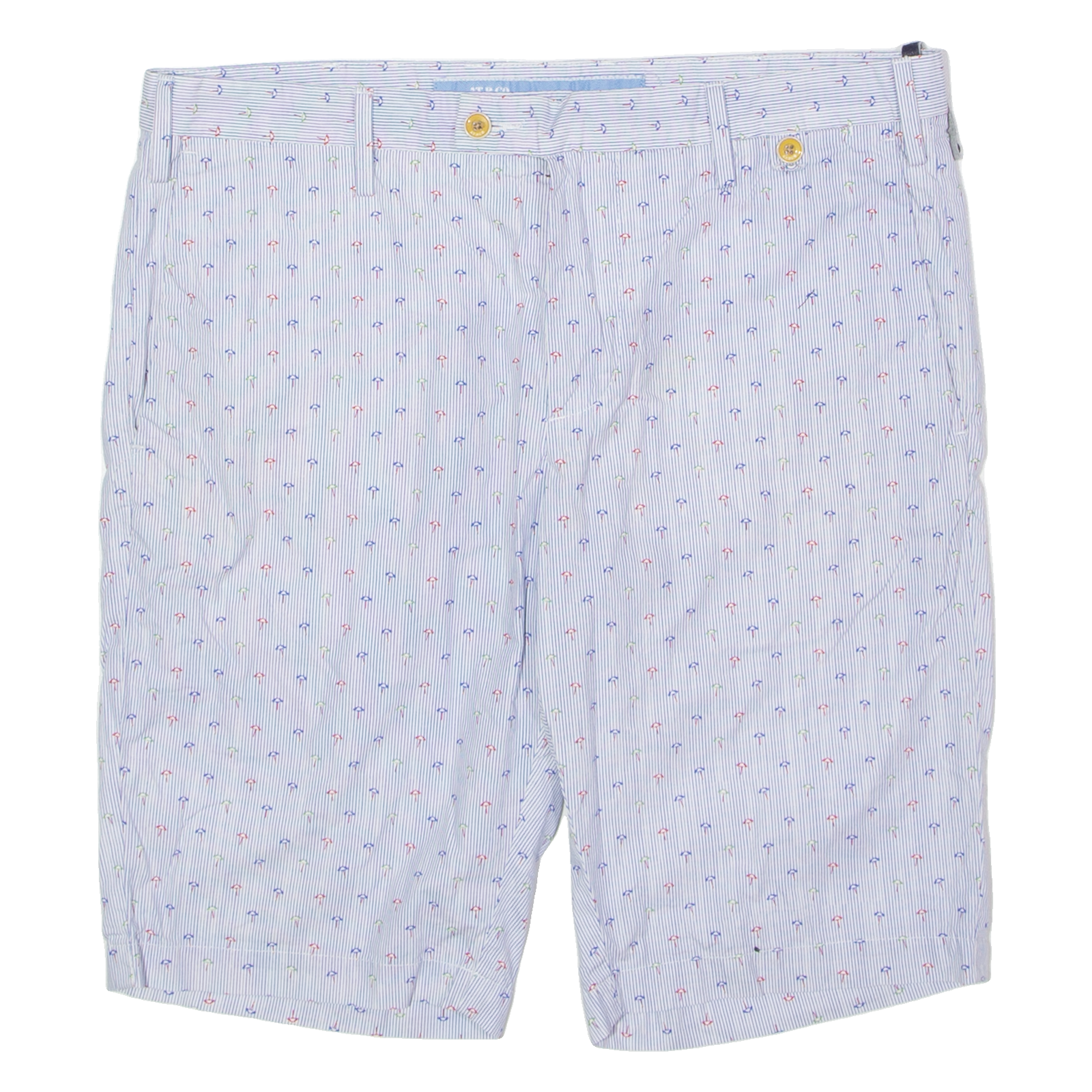 ATP CO Umbrella Print Mens Chino Shorts Blue Crazy Pattern L W36 Refurbished - N/A refurbished available on Cerqular