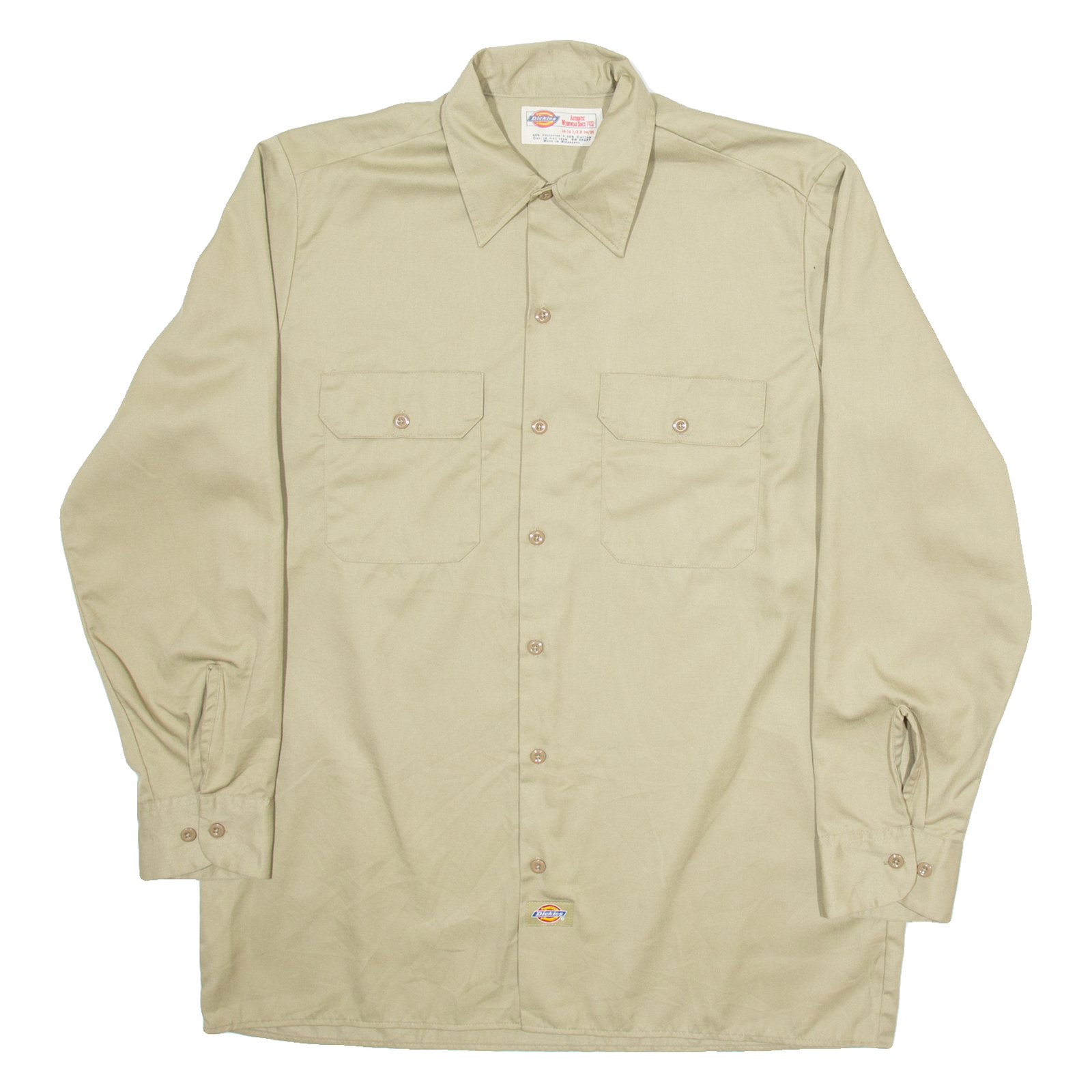 DICKIES Mens Worker Shirt Beige Long Sleeve 2XL Refurbished - N/A refurbished available on Cerqular