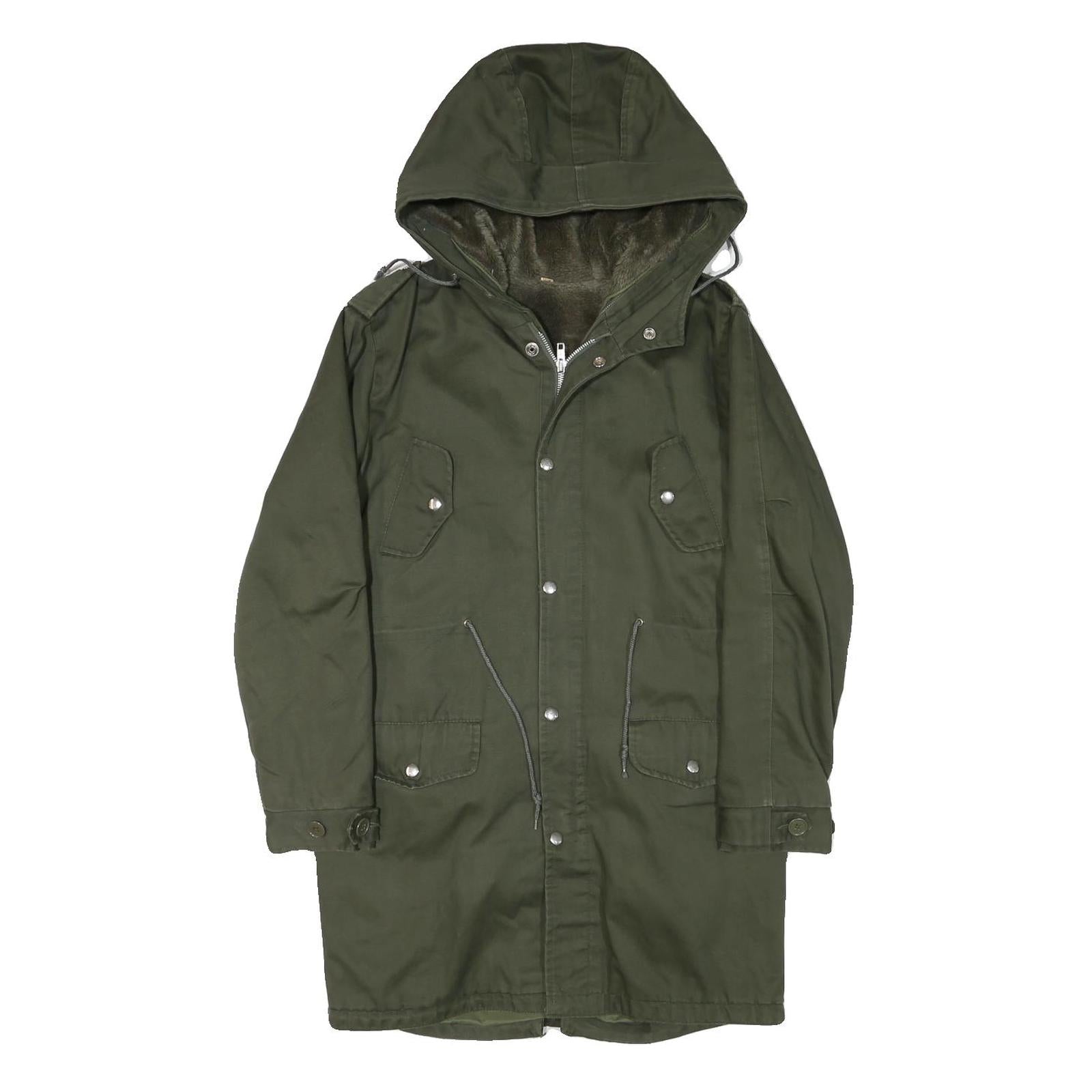 Womens Green Cotton Blend Hooded Zip Up Jacket M Plain Casual Outdoor Refurbished - N/A refurbished available on Cerqular