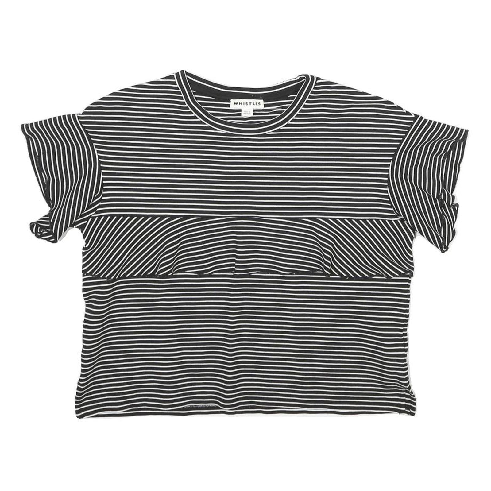 WHISTLES Womens Black & White Striped Basic Top Short Sleeve Round Neck UK 12 Refurbished - N/A refurbished available on Cerqular