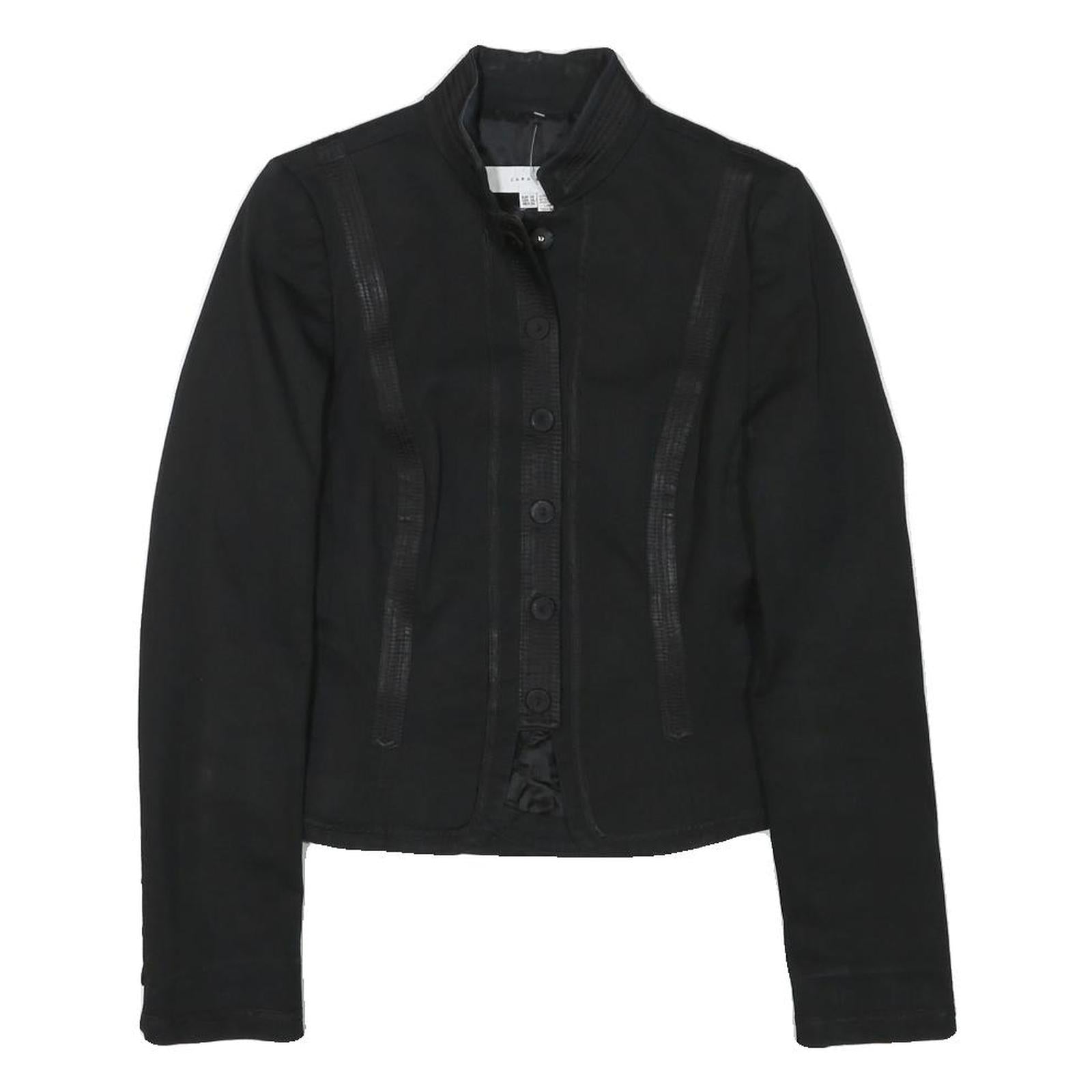 ZARA WOMAN Womens Black Button Cotton Blend Tailored Jacket M Plain Stylish Refurbished - N/A refurbished available on Cerqular