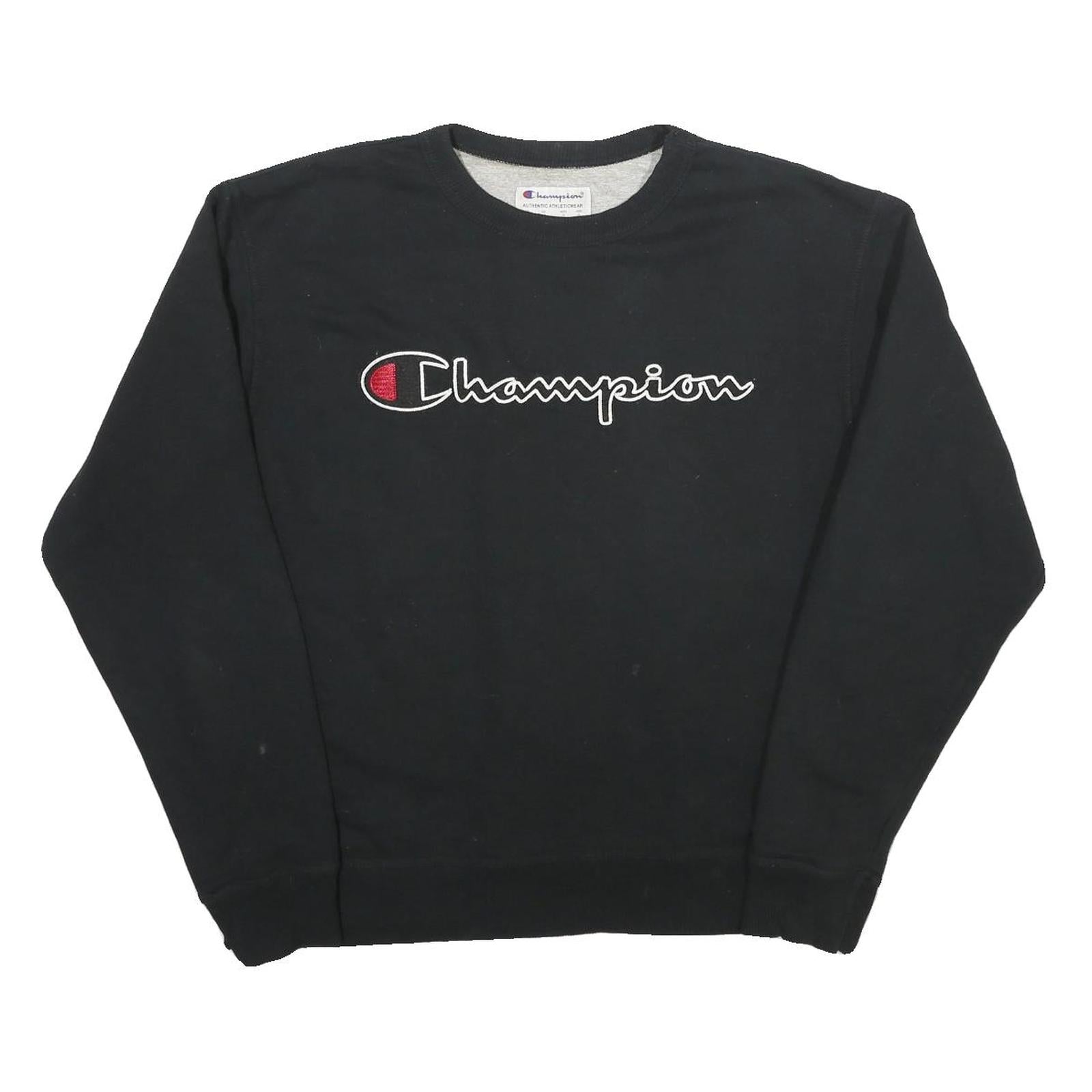 CHAMPION Mens Black Cotton Blend Crew Neck Sweatshirt M Logo Casual Refurbished - N/A refurbished available on Cerqular