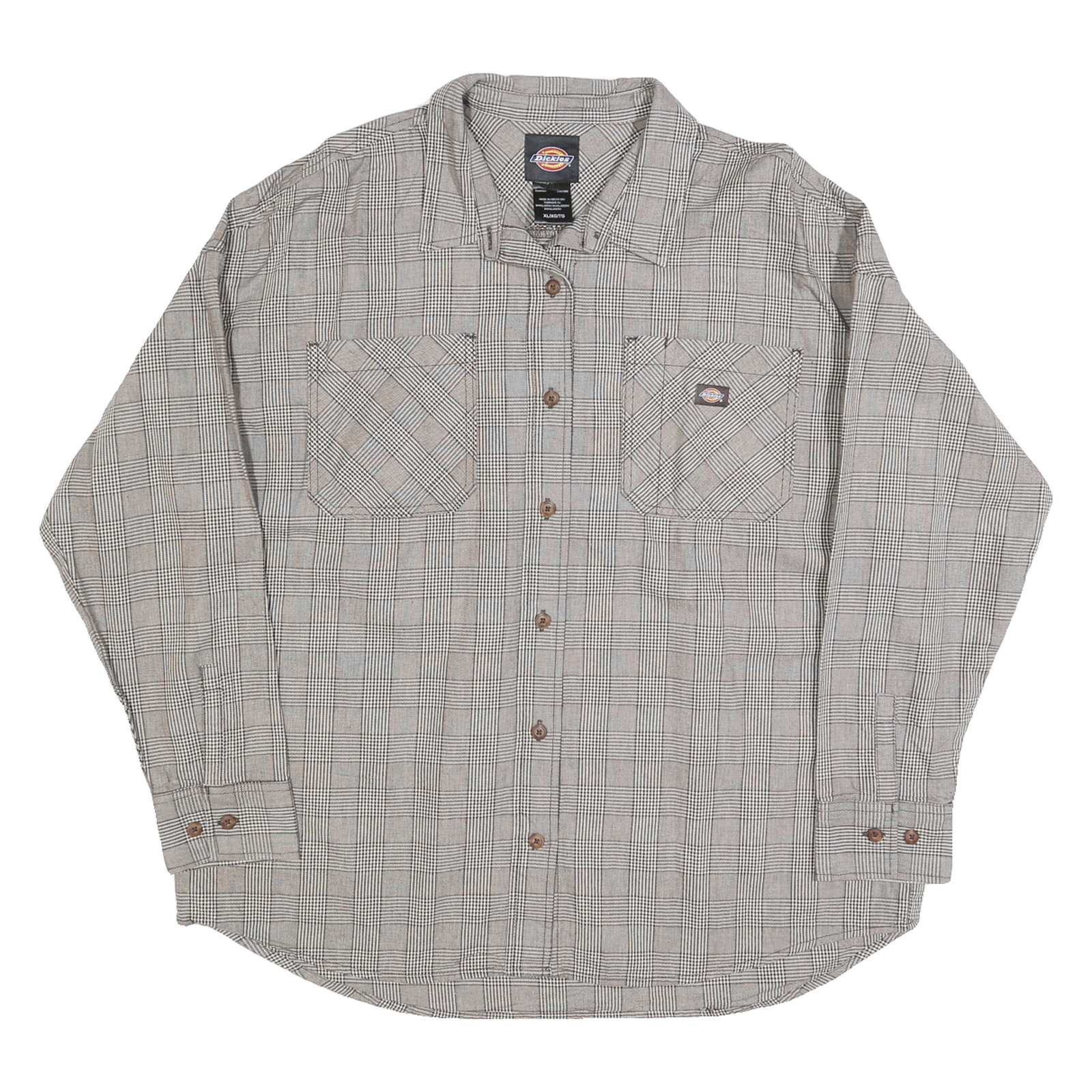 DICKIES Mens Grey Check Shirt XL Cotton Blend Casual Workwear Buttoned Refurbished - N/A refurbished available on Cerqular