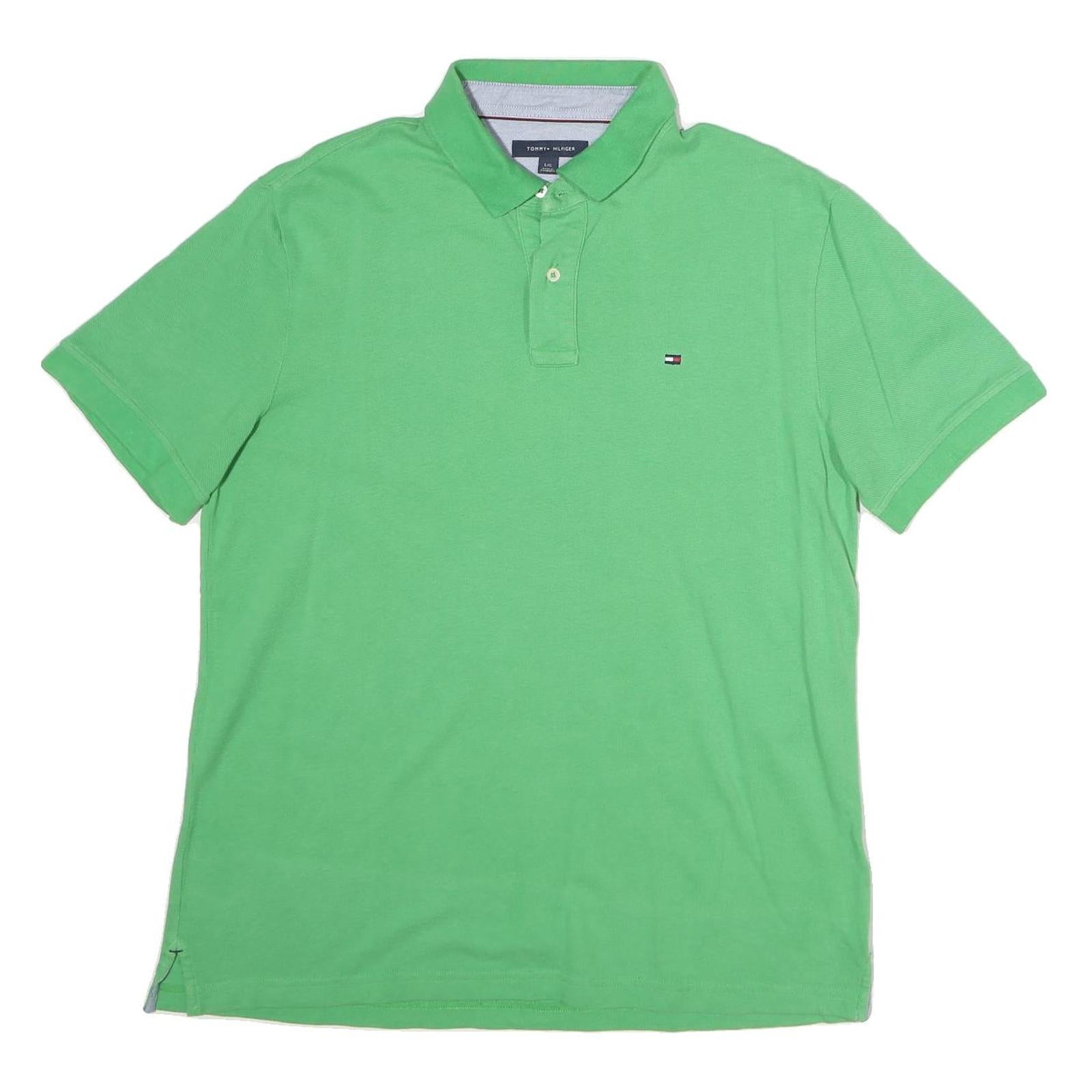 TOMMY HILFIGER Mens Green Polo Shirt L Cotton Short Sleeve Plain Classic Refurbished - N/A refurbished available on Cerqular