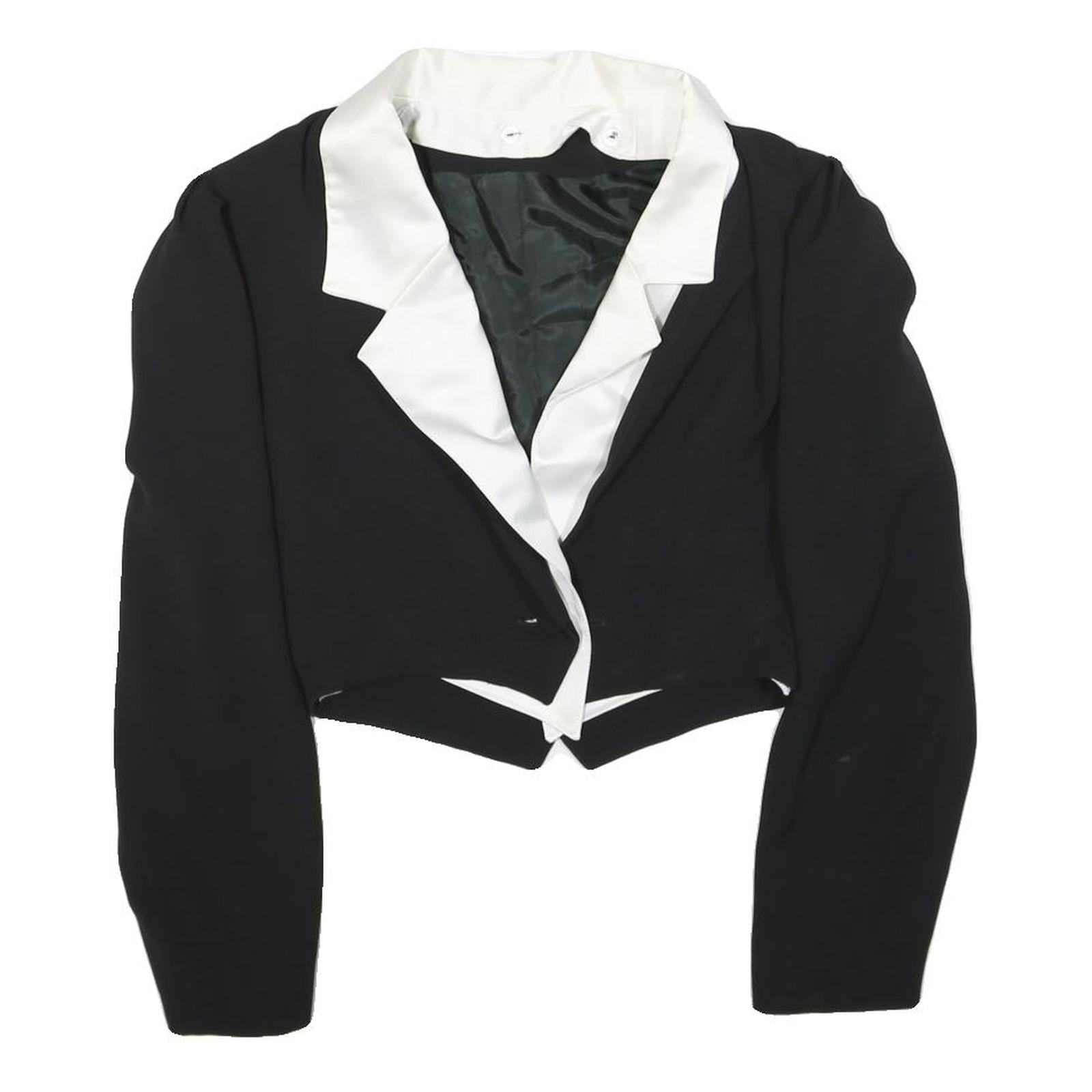 MUREK MODELL Womens Black & White Cropped Jacket UK 8 Polyester Classic Button Refurbished - N/A refurbished available on Cerqular