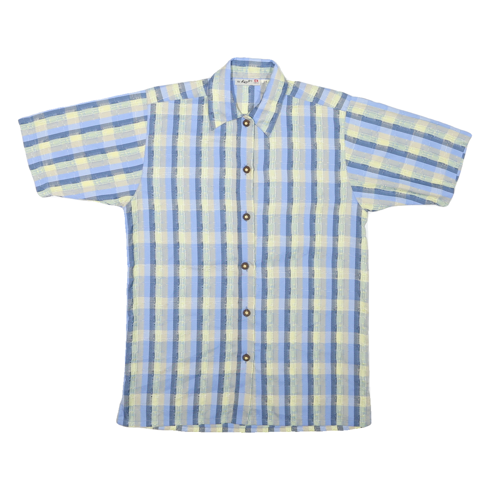 Buy Mens Blue & Yellow Check Cotton Blend Short Sleeve Shirt S Casual Summer Wear Refurbished - $15.59 Mens Blue & Yellow Check Cotton Blend Short Sleeve Shirt S Casual Summer Wear Refurbished - N/A refurbished available on Cerqular