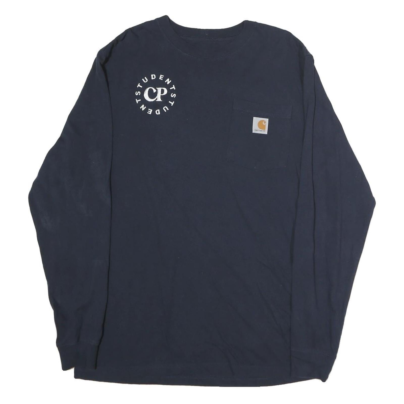 CARHARTT Mens Navy Blue Graphic T-Shirt S Long Sleeve Crew Neck Pocket Refurbished - N/A refurbished available on Cerqular