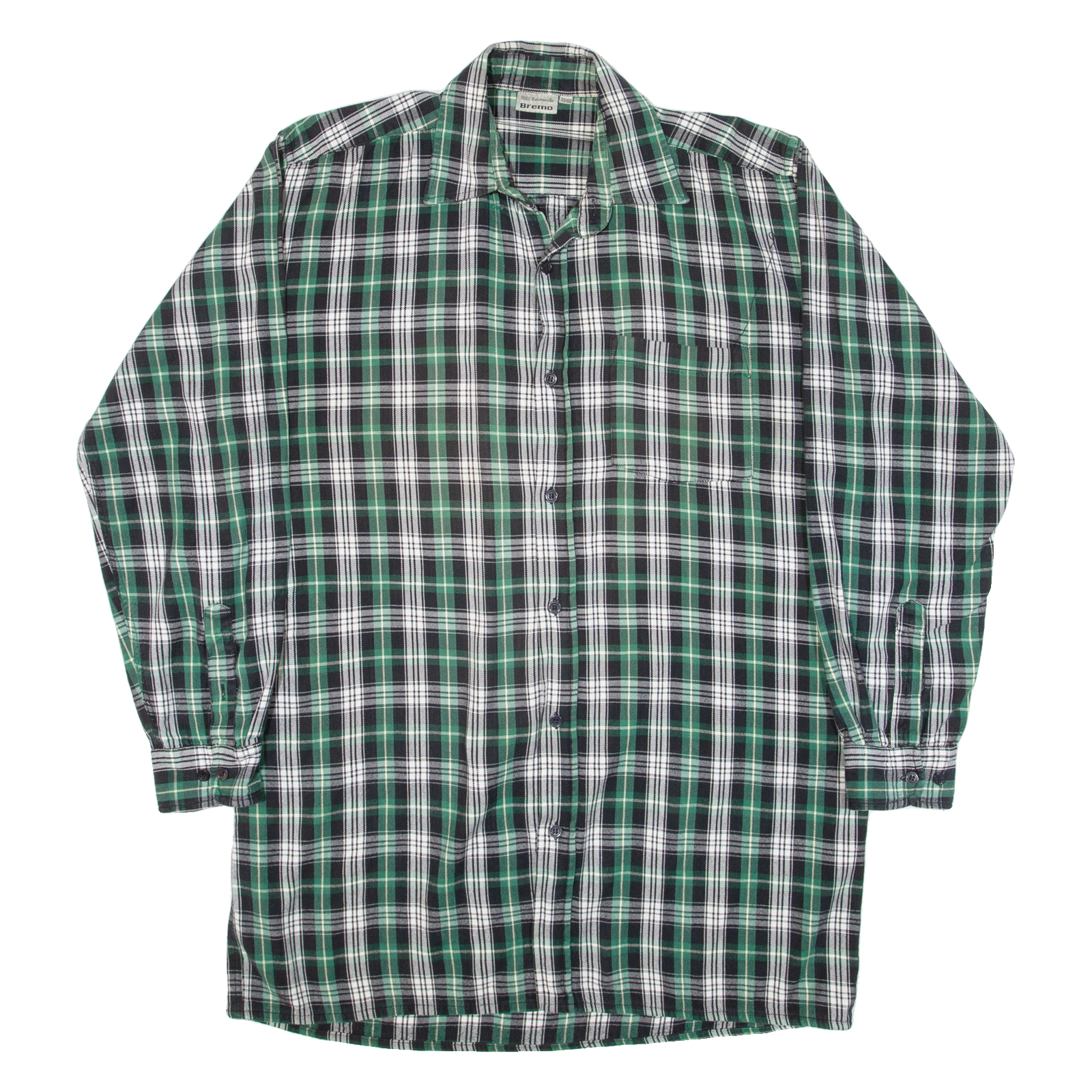 BREMO Mens Shirt Green Check Long Sleeve L Refurbished - N/A refurbished available on Cerqular
