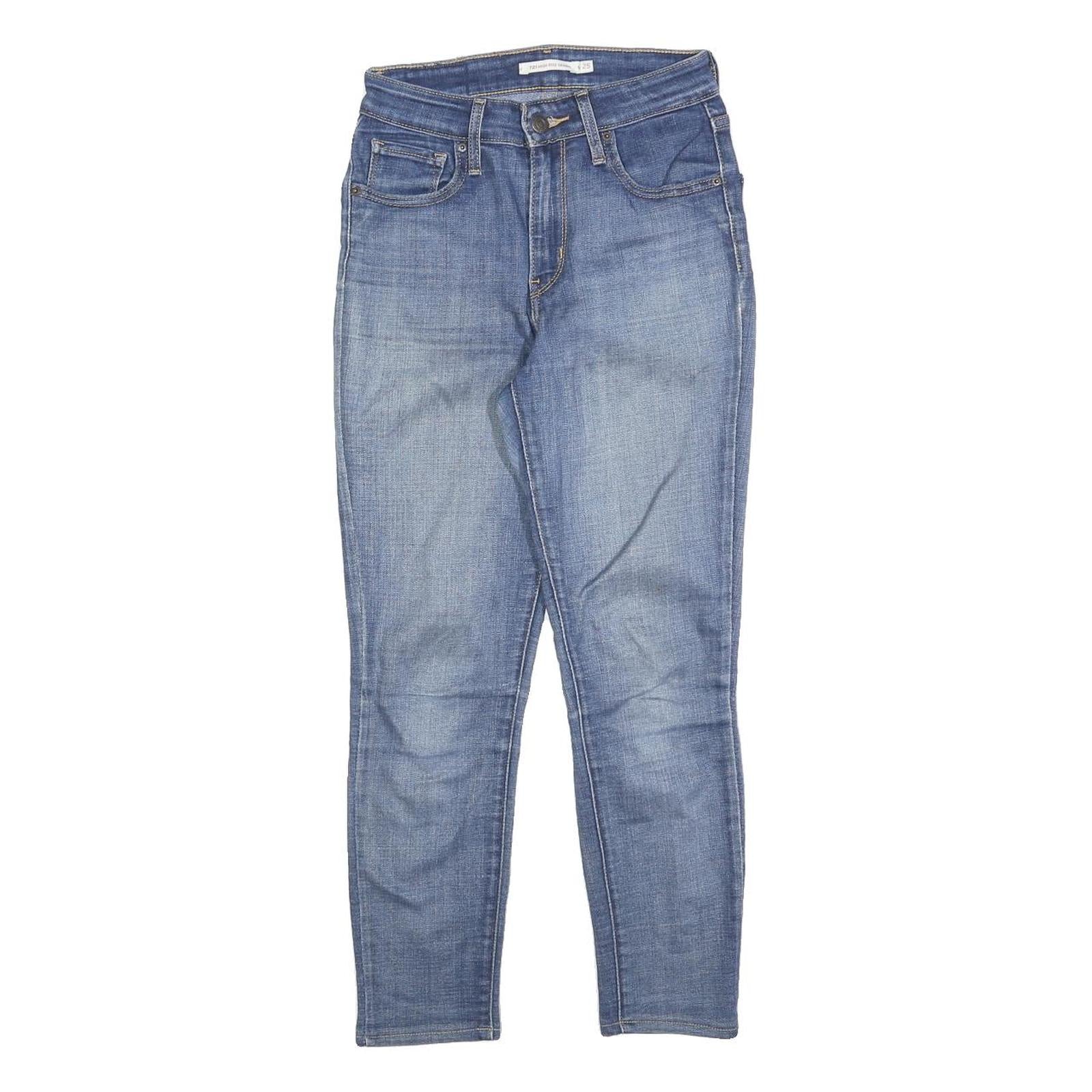 LEVI'S 721 Womens Jeans Blue Slim Skinny Denim Medium W25 L25 Stretch Cotton Refurbished - N/A refurbished available on Cerqular