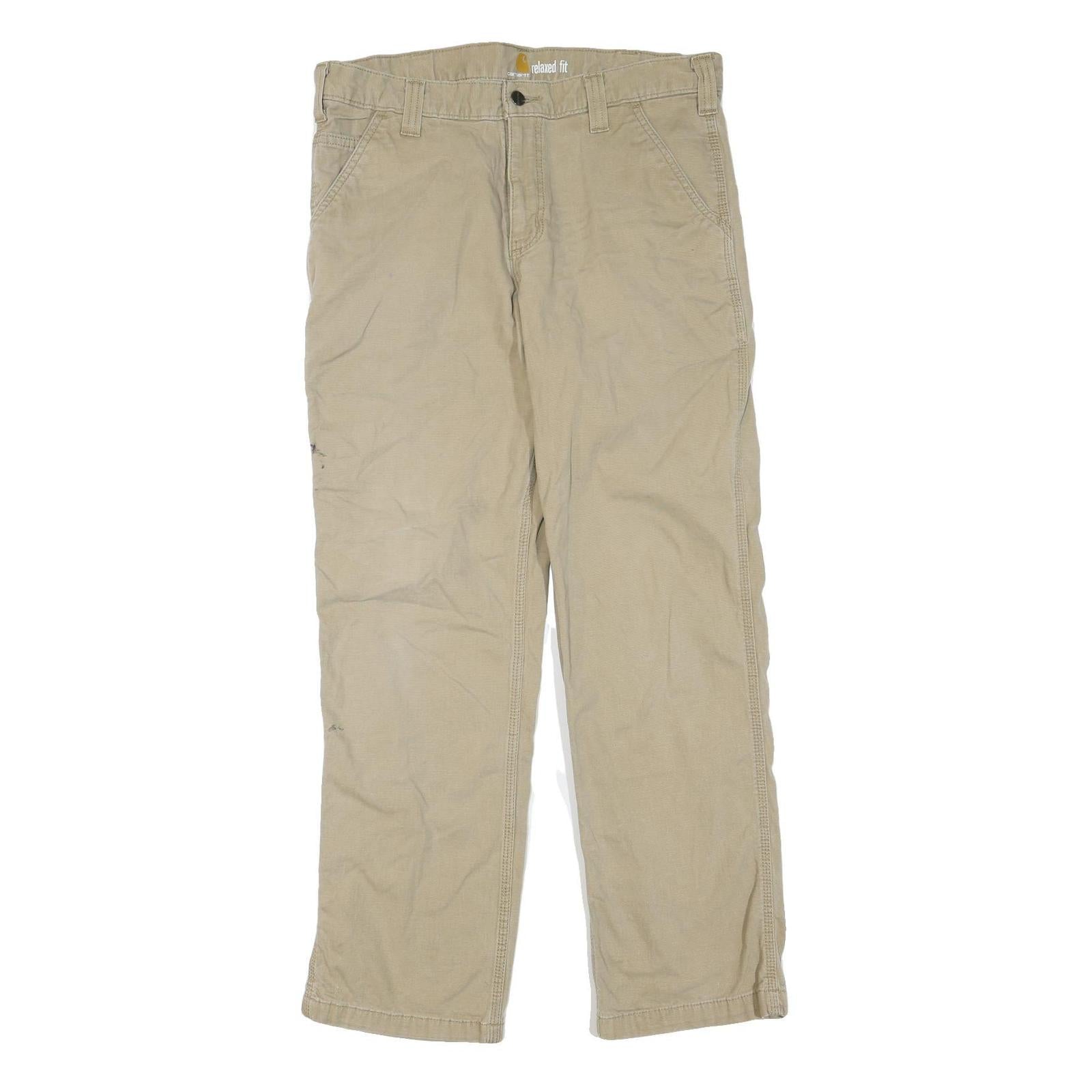 CARHARTT Mens Regular Fit Beige Workwear Trousers W34 L30 Cotton Blend Zip Refurbished - N/A refurbished available on Cerqular