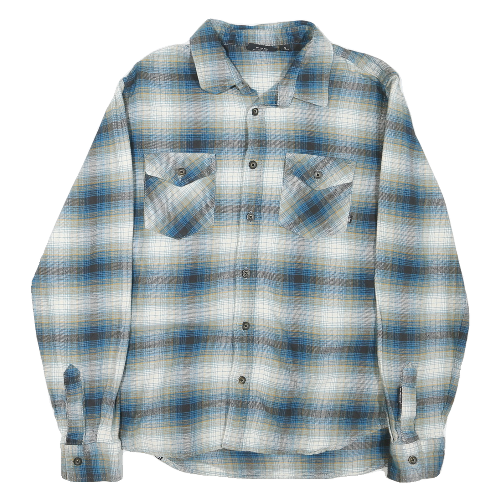 VANS Mens Blue & Beige Checked Cotton Shirt S Casual Button-Up Long Sleeve Refurbished - N/A refurbished available on Cerqular