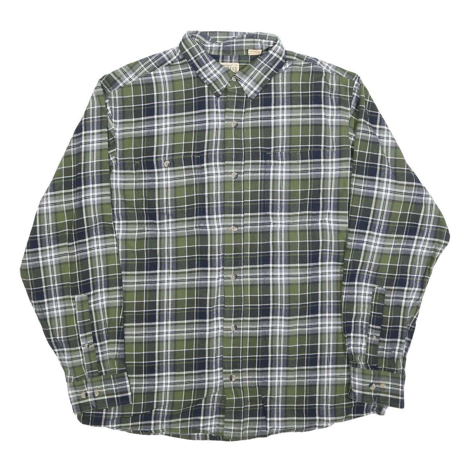 REDHEAD Mens Green & Navy Check Cotton Blend Shirt XL Casual Checked Long Sleeve Refurbished - N/A refurbished available on Cerqular