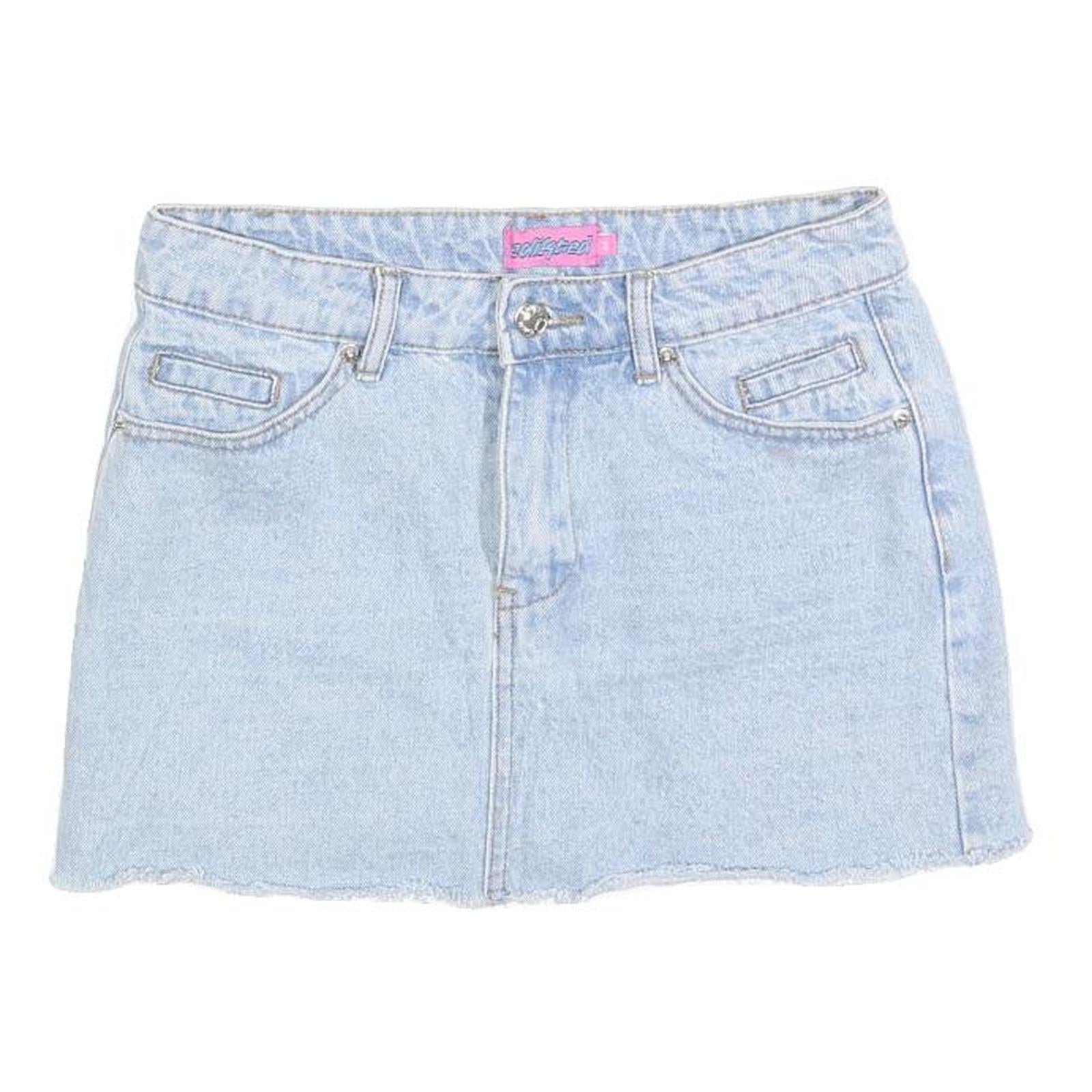EDIKTED Womens Blue Denim Mini Cotton Blend Skirt XS Casual Summer Fashion Refurbished - N/A refurbished available on Cerqular