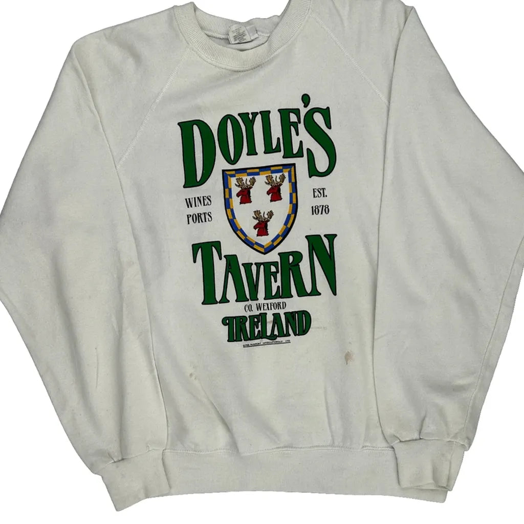 Bassett Walker Sweatshirt - XL White Cotton Refurbished - Thrifted (note: this is a term often used to describe second- refurbished available on Cerqular