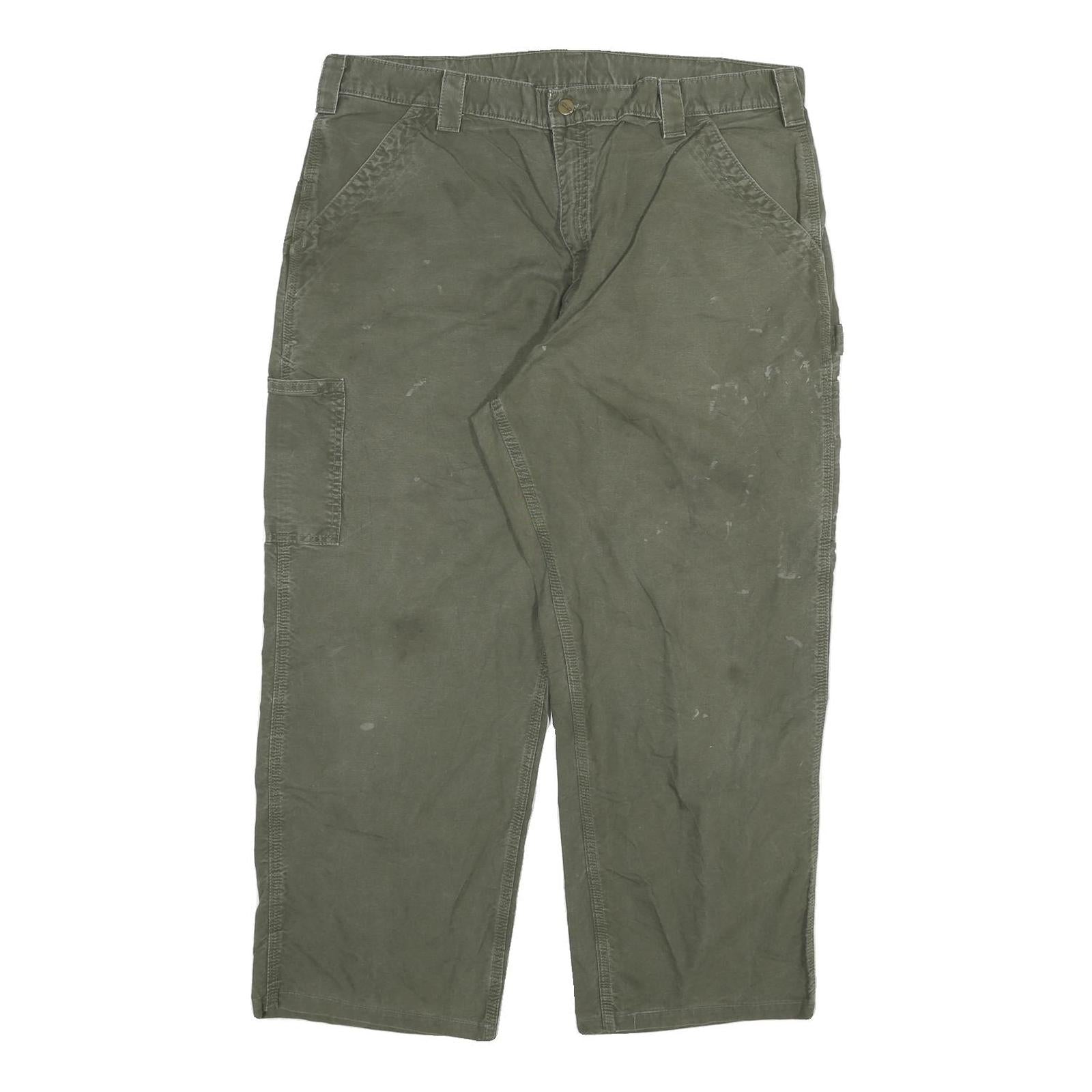 CARHARTT Mens Cotton Blend Green Relaxed Straight Trousers W40 L26 Workwear Refurbished - N/A refurbished available on Cerqular