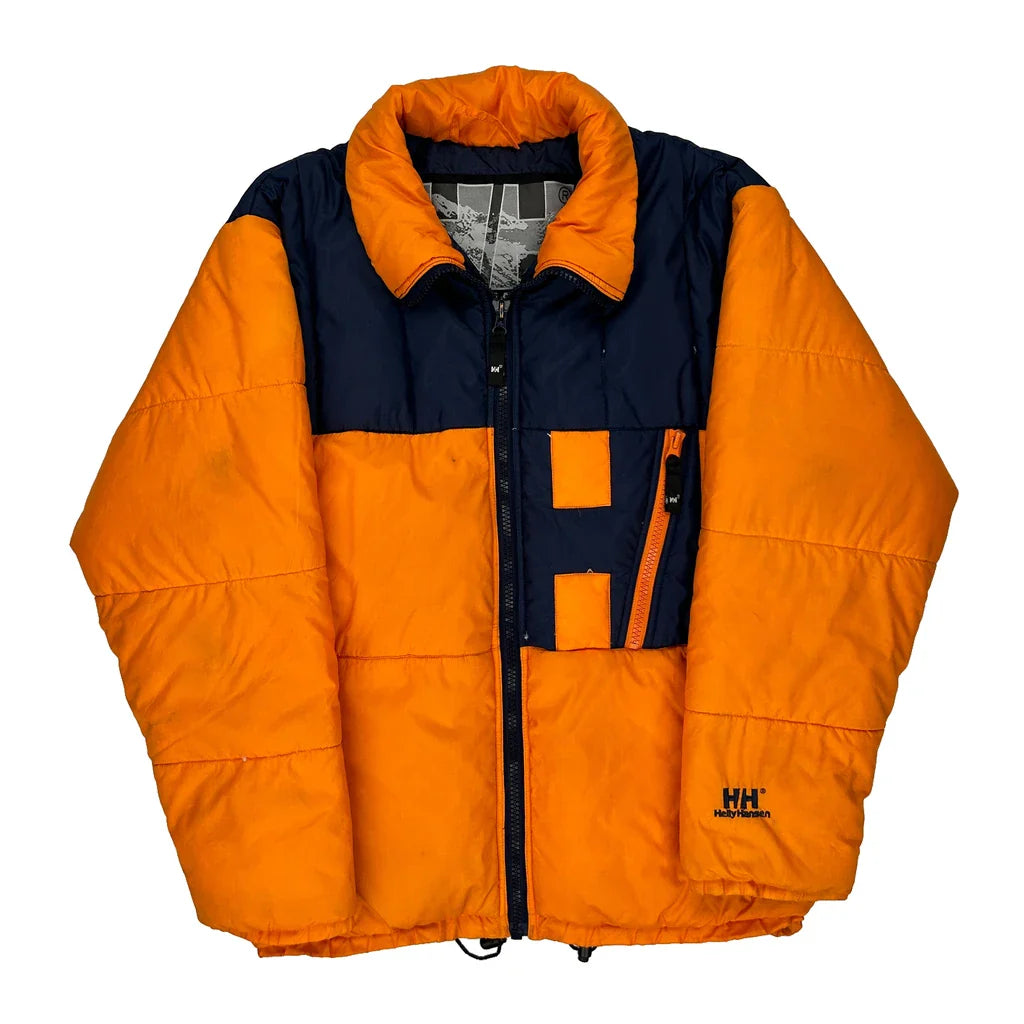 Helly Hansen Spellout Puffer - Small Navy Down And Feather Refurbished - Thrifted (note: this is a term often used to describe second- refurbished available on Cerqular