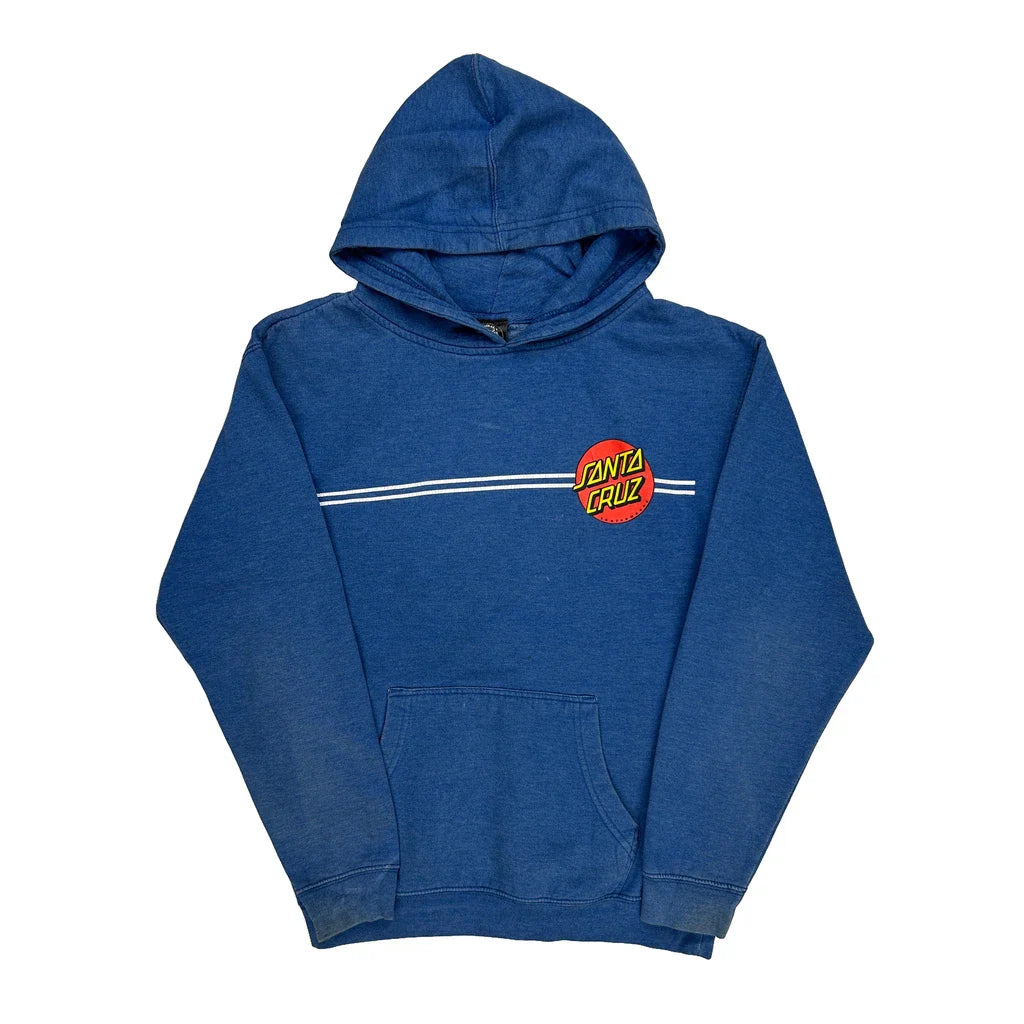 Skateboarding Santa Cruz Hoodie - Medium Blue Cotton Refurbished - Thrifted (note: this is a term often used to describe second- refurbished available on Cerqular